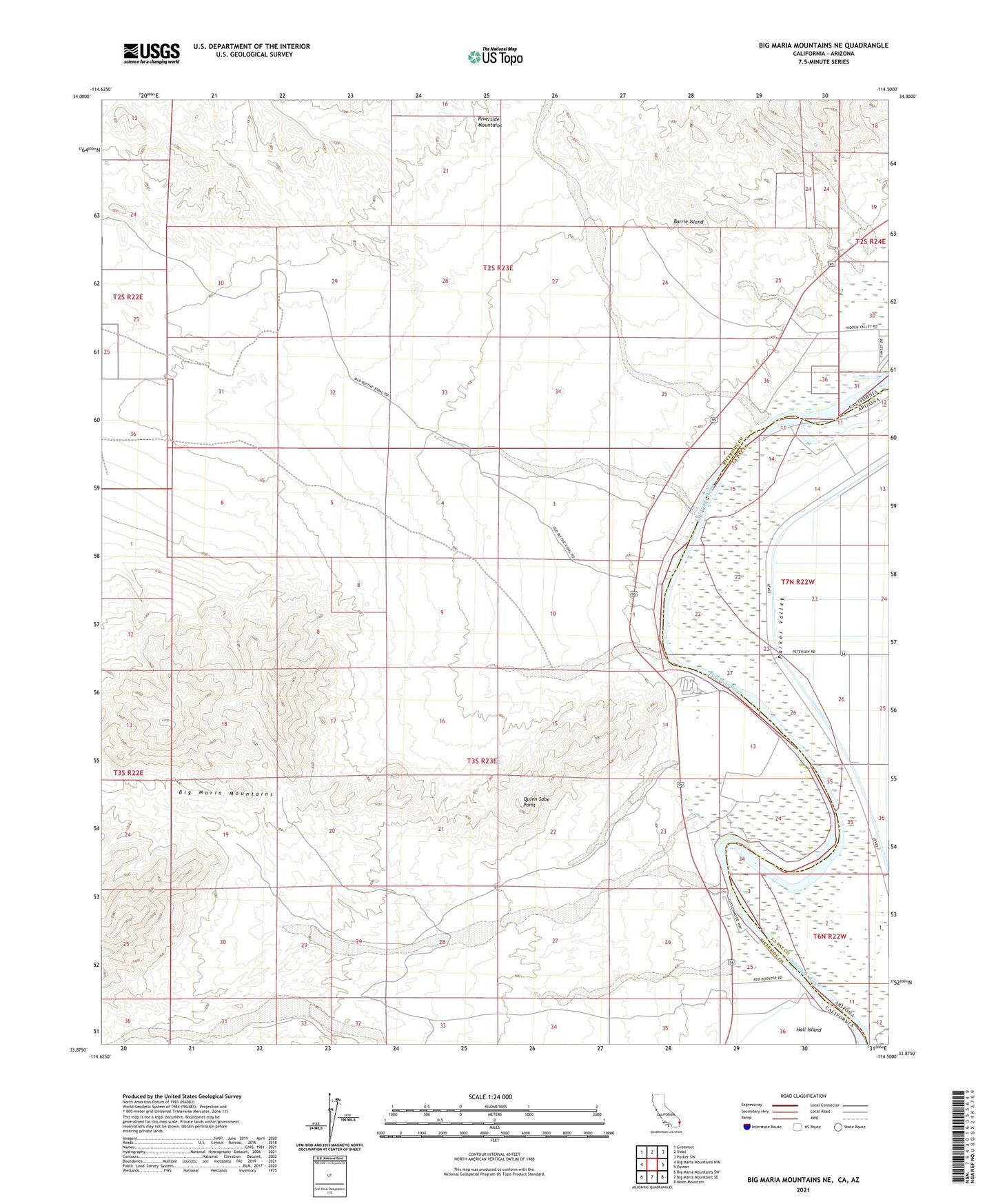 Big Maria Mountains NE California US Topo Map Image