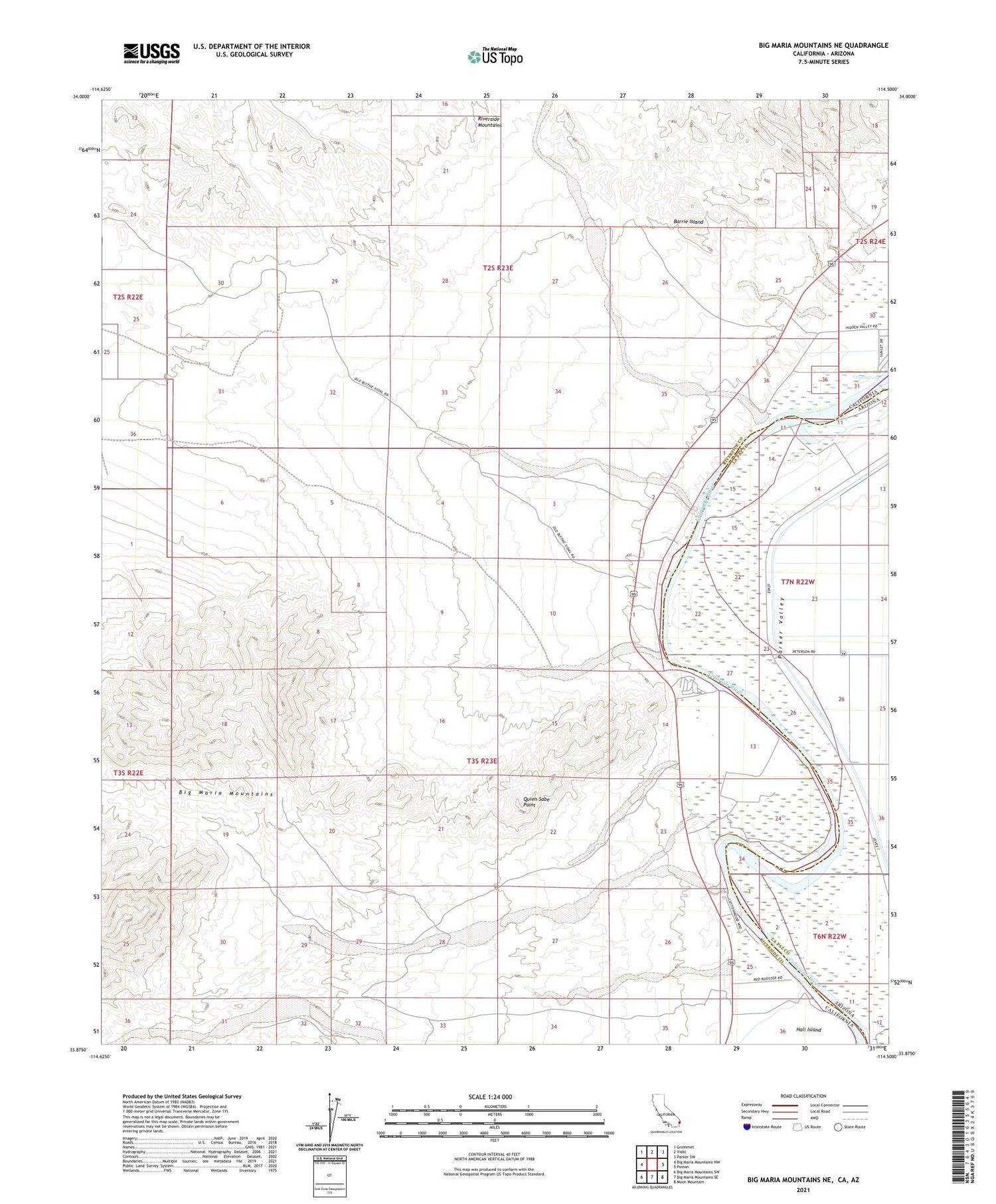 Big Maria Mountains NE California US Topo Map Image