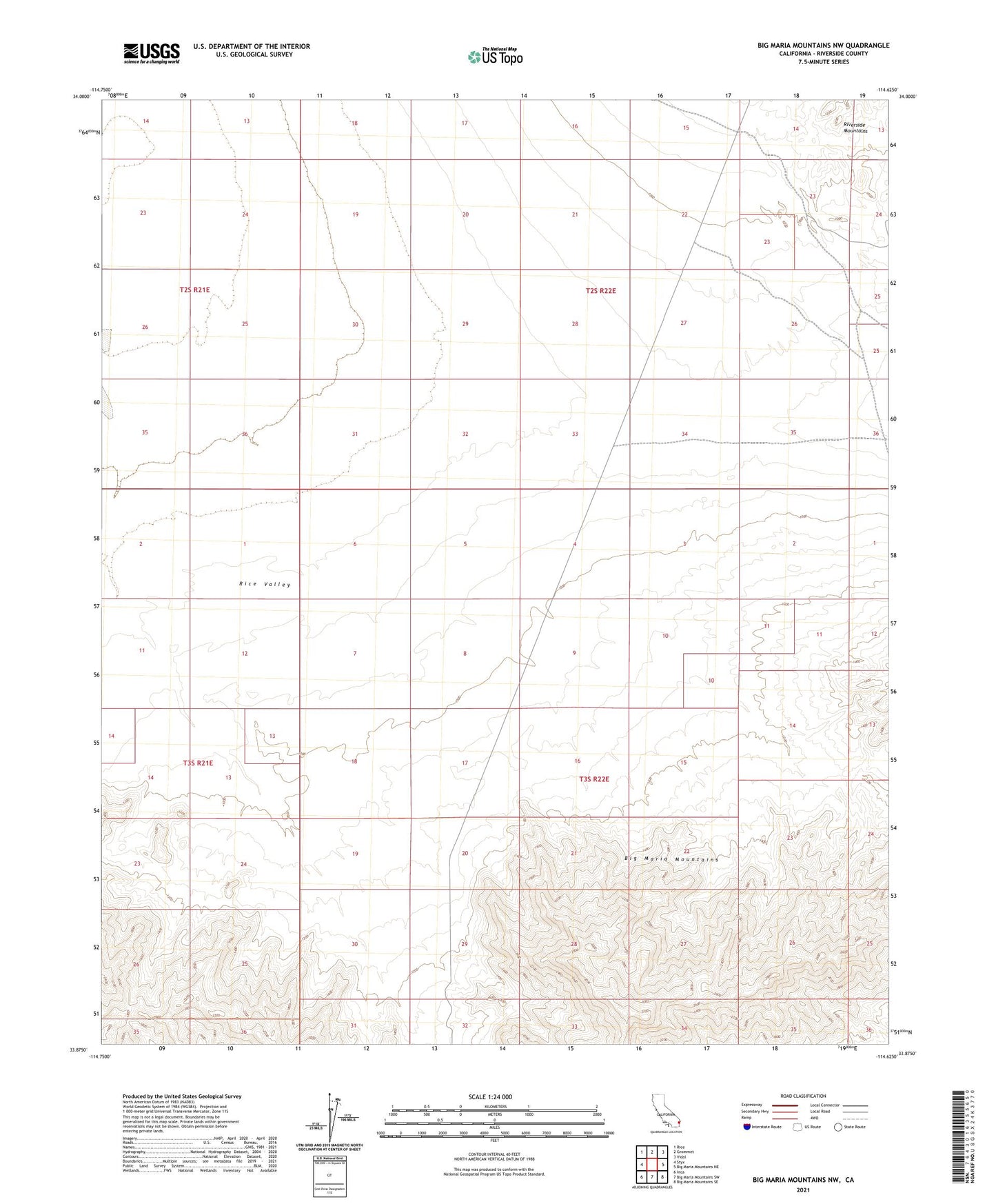 Big Maria Mountains NW California US Topo Map Image