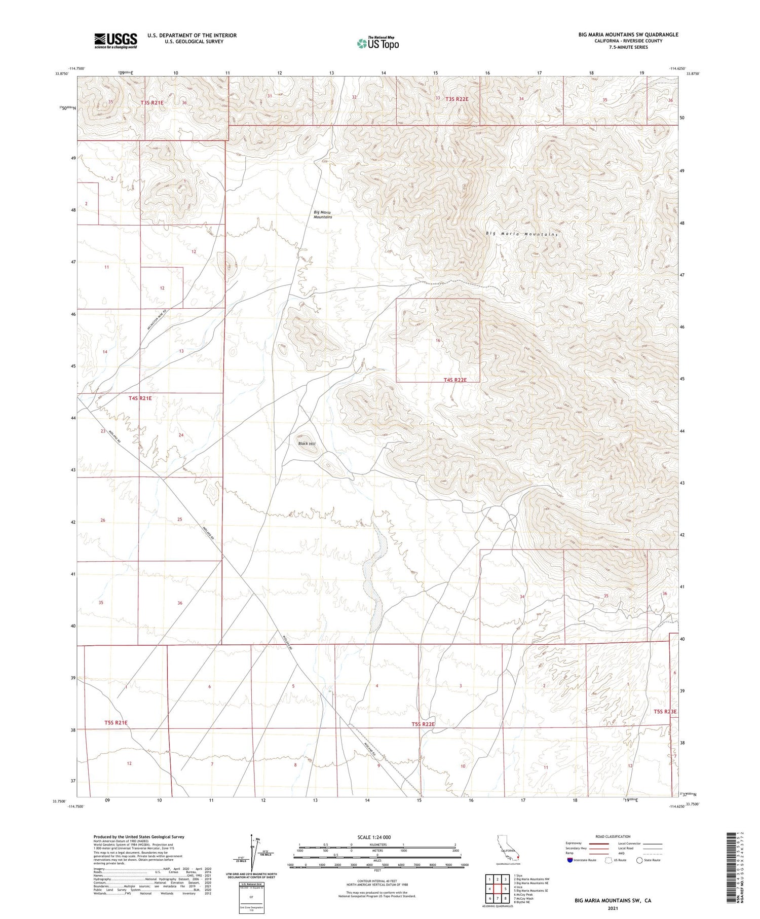 Big Maria Mountains SW California US Topo Map Image