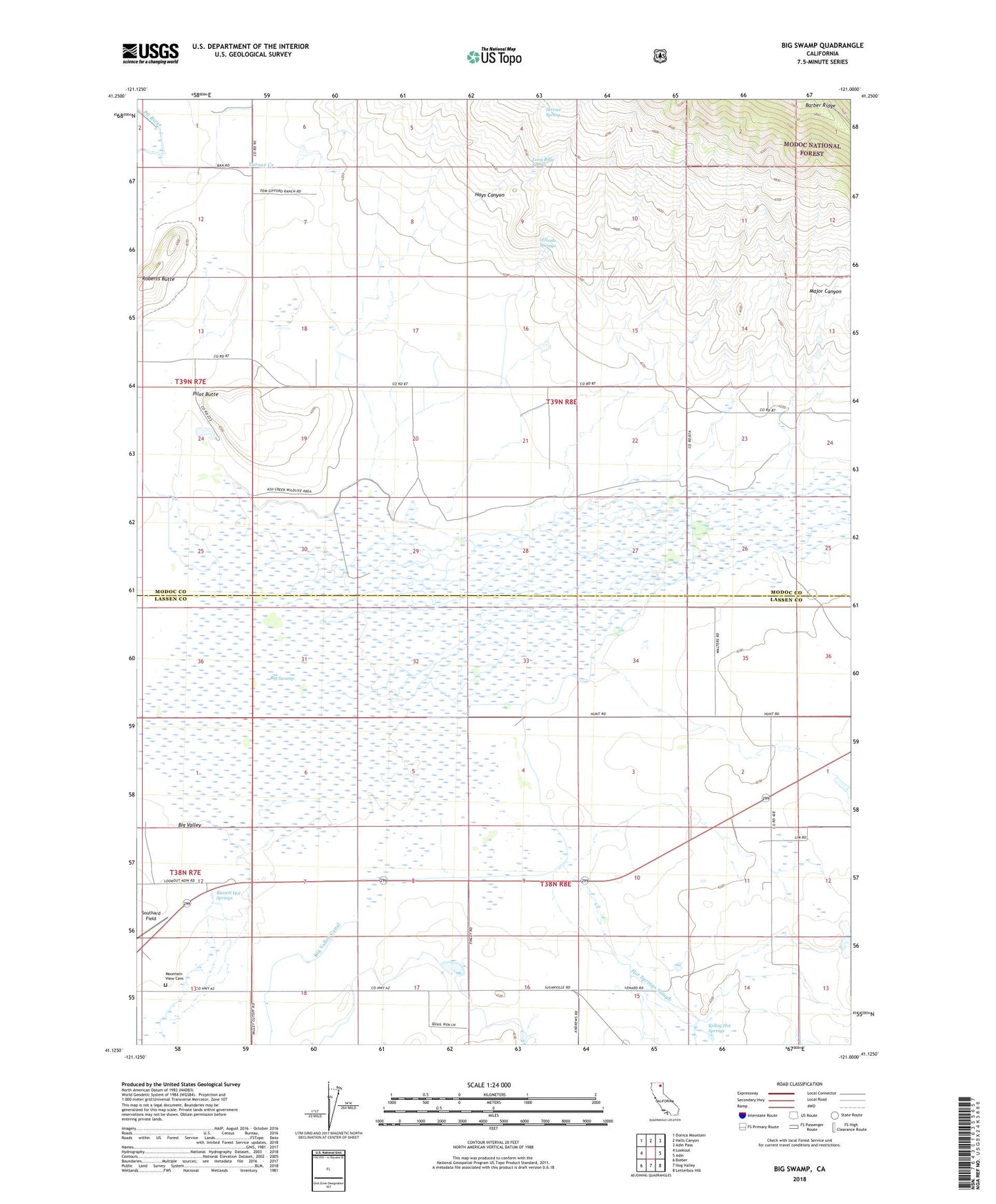 Big Swamp California US Topo Map Image