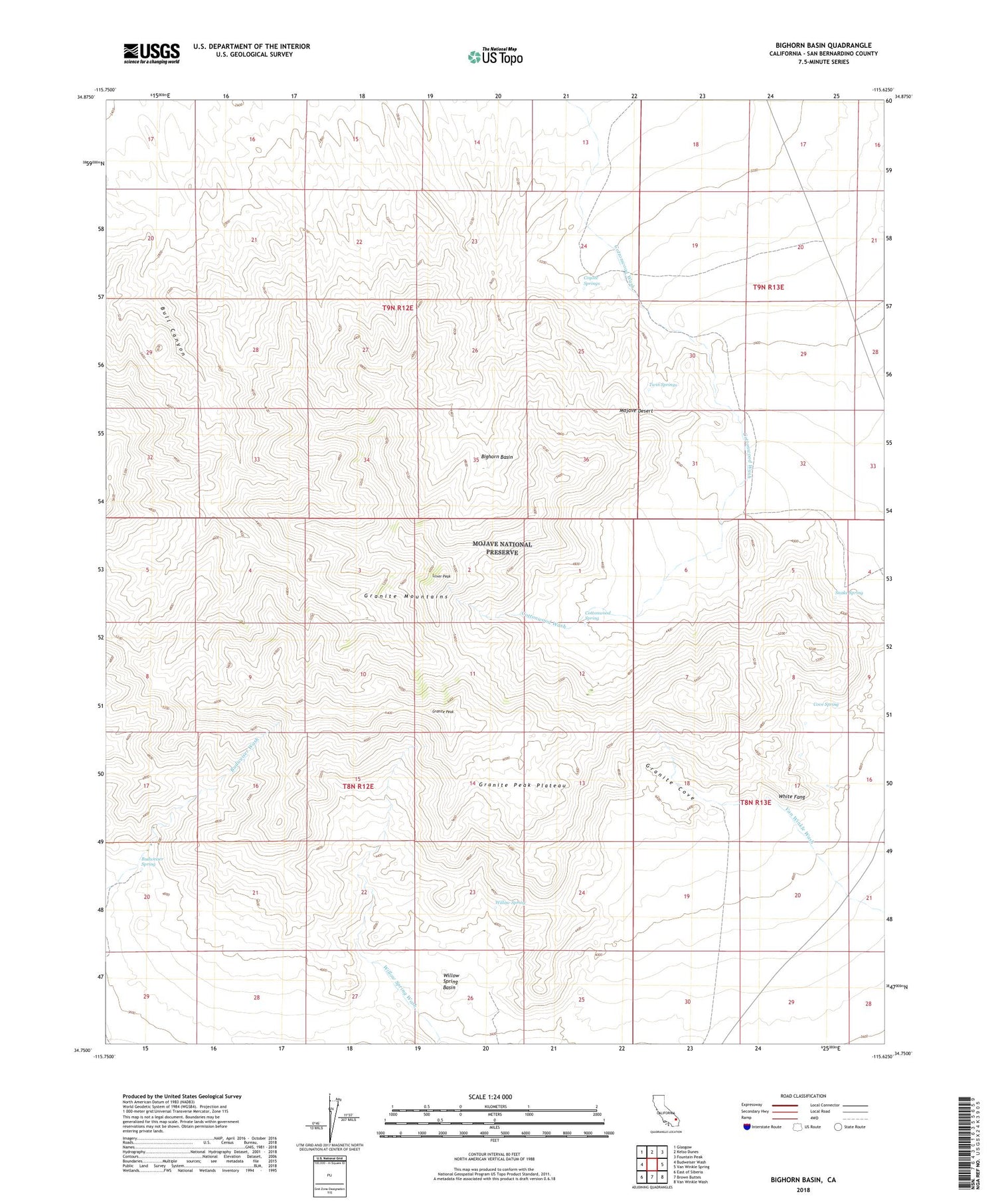 Bighorn Basin California US Topo Map Image