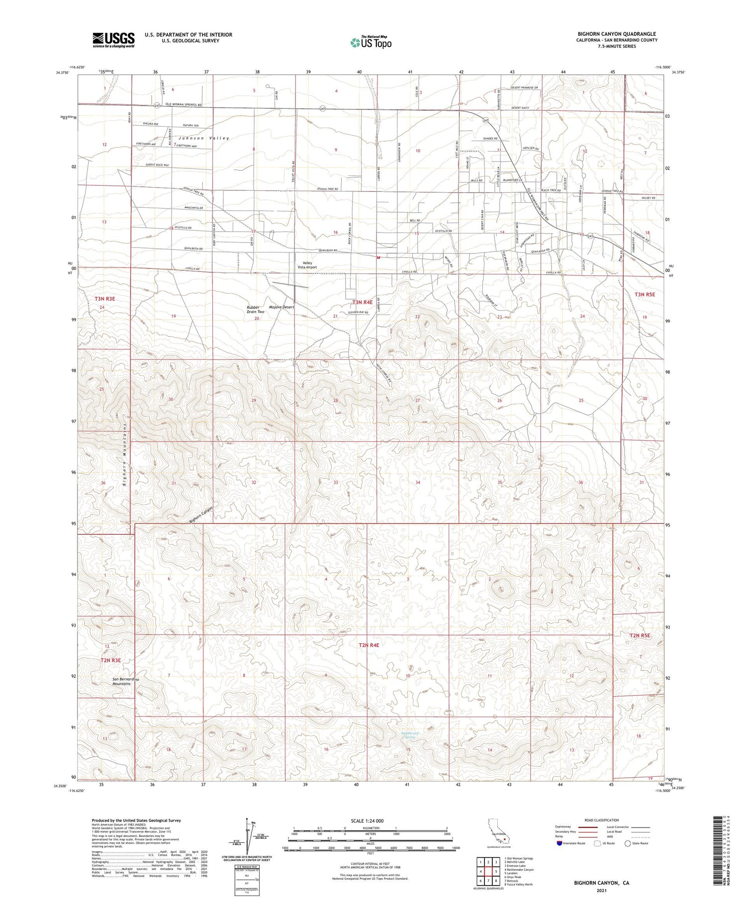 Bighorn Canyon California US Topo Map Image