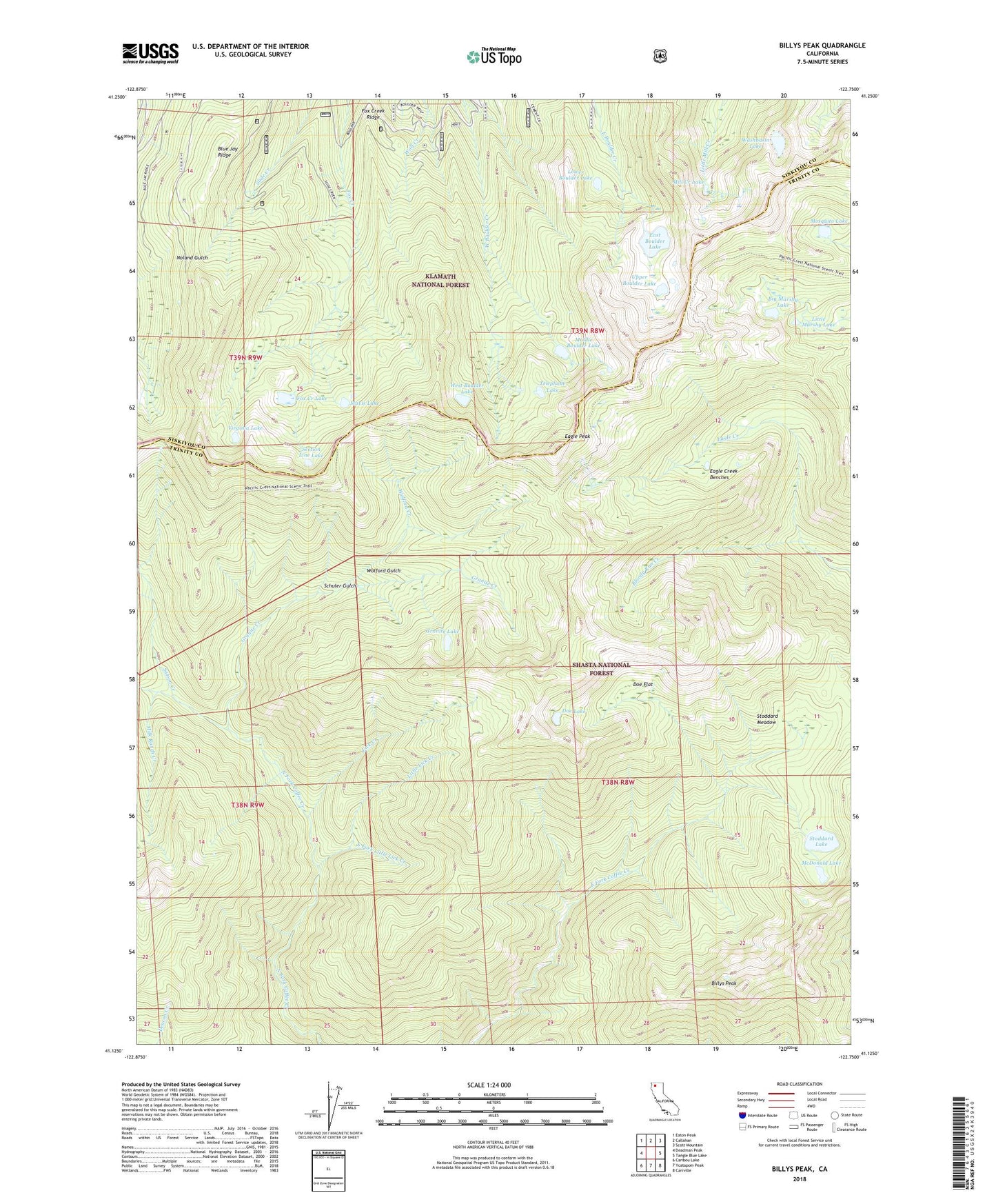Billys Peak California US Topo Map Image
