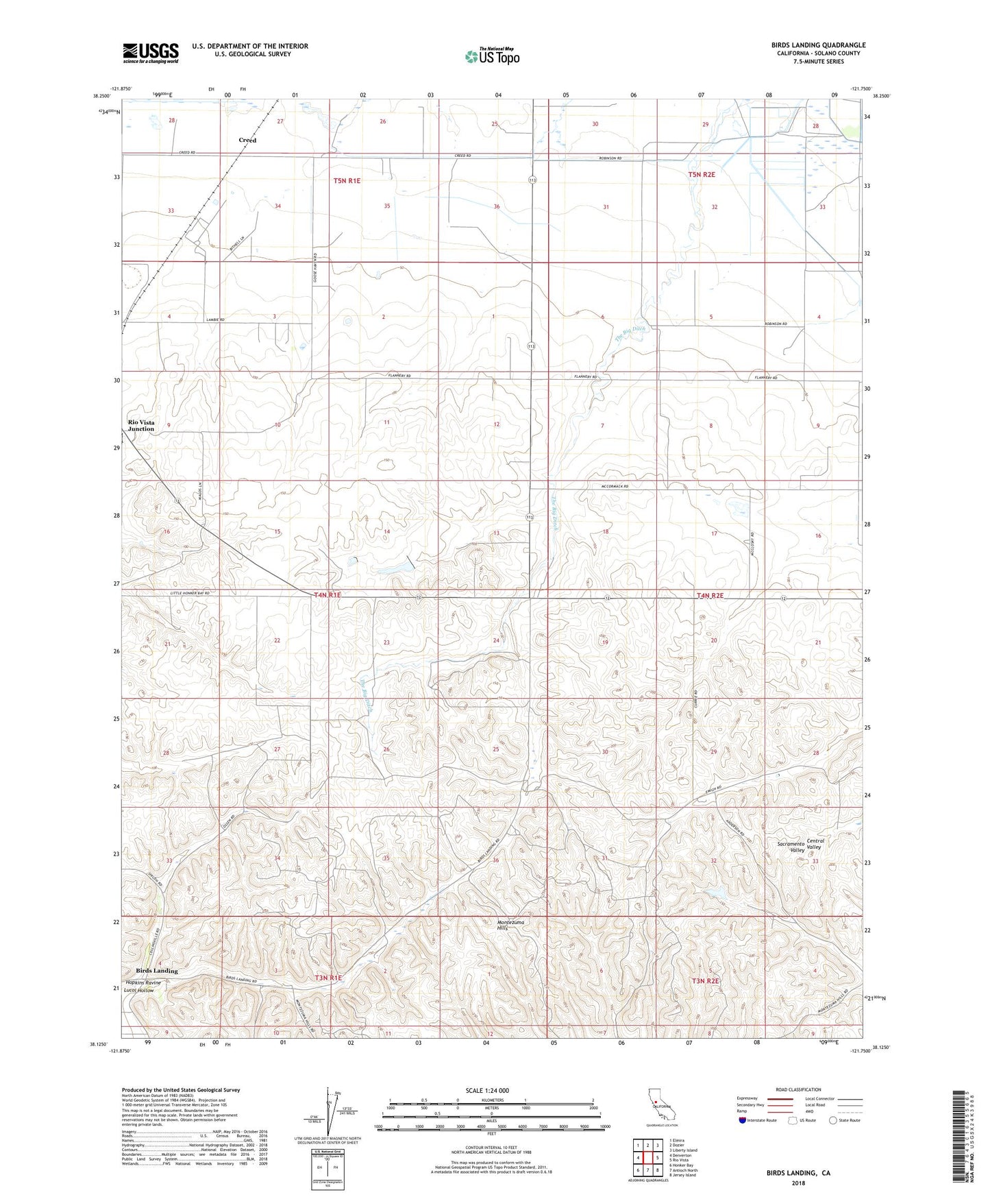 Birds Landing California US Topo Map Image