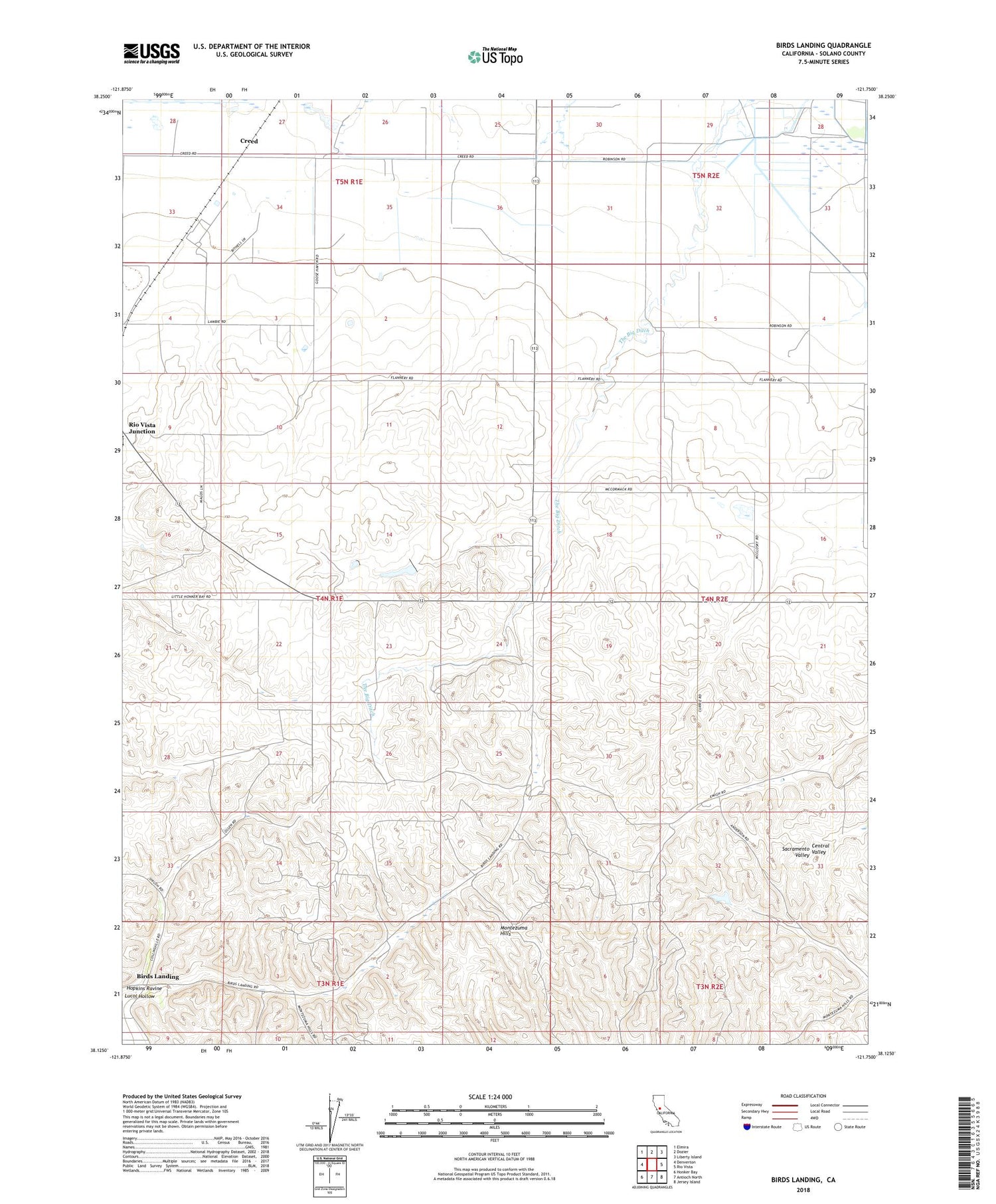 Birds Landing California US Topo Map Image
