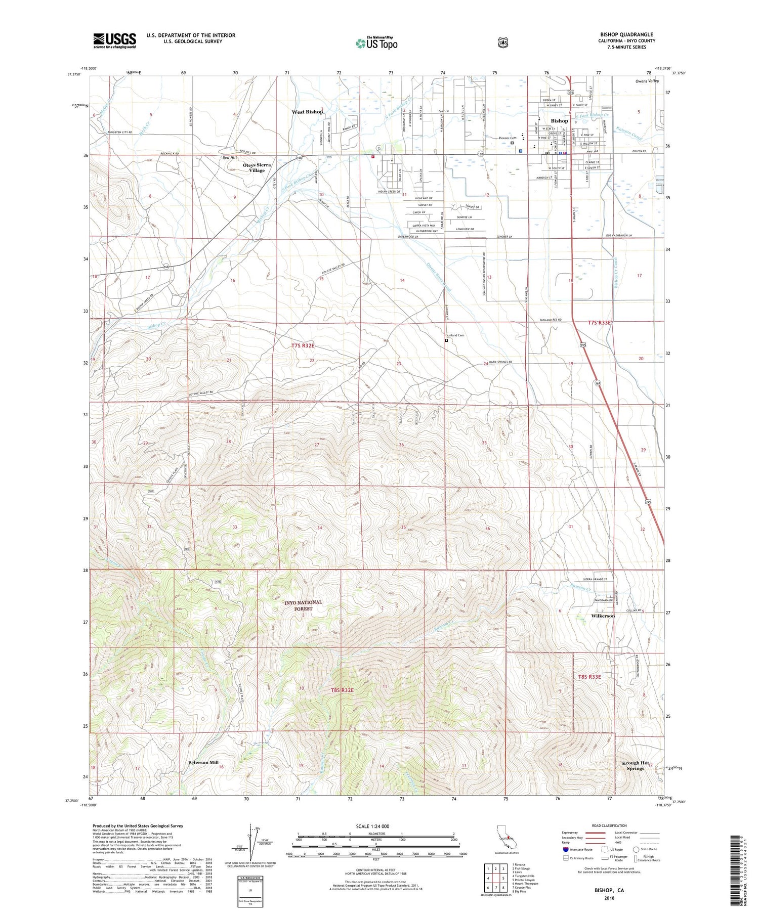 Bishop California US Topo Map Image