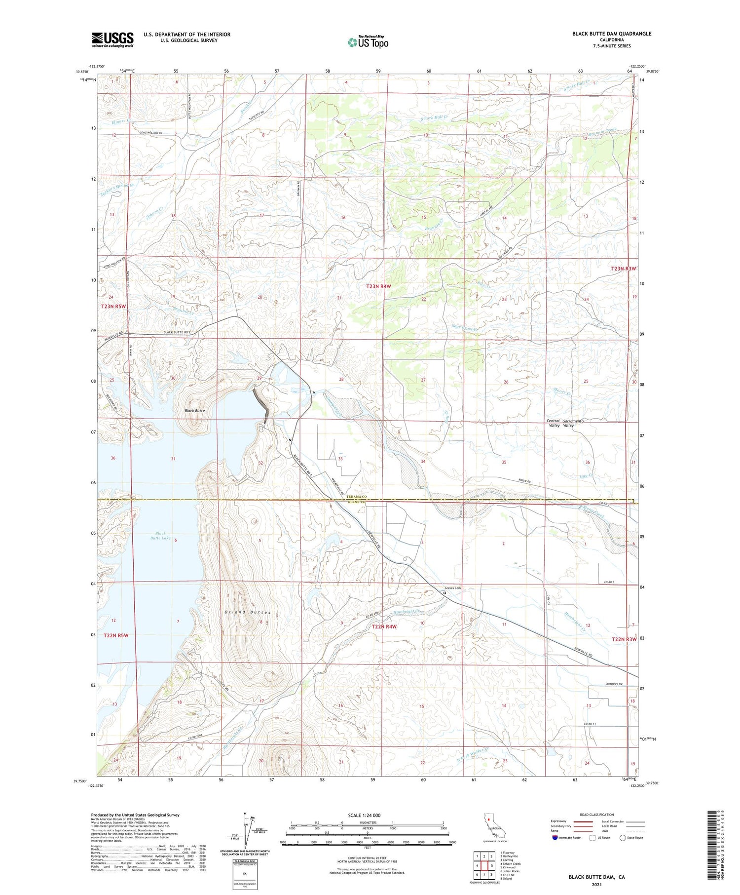 Black Butte Dam California US Topo Map Image