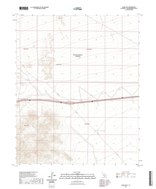 Blind Hills California US Topo Map Image