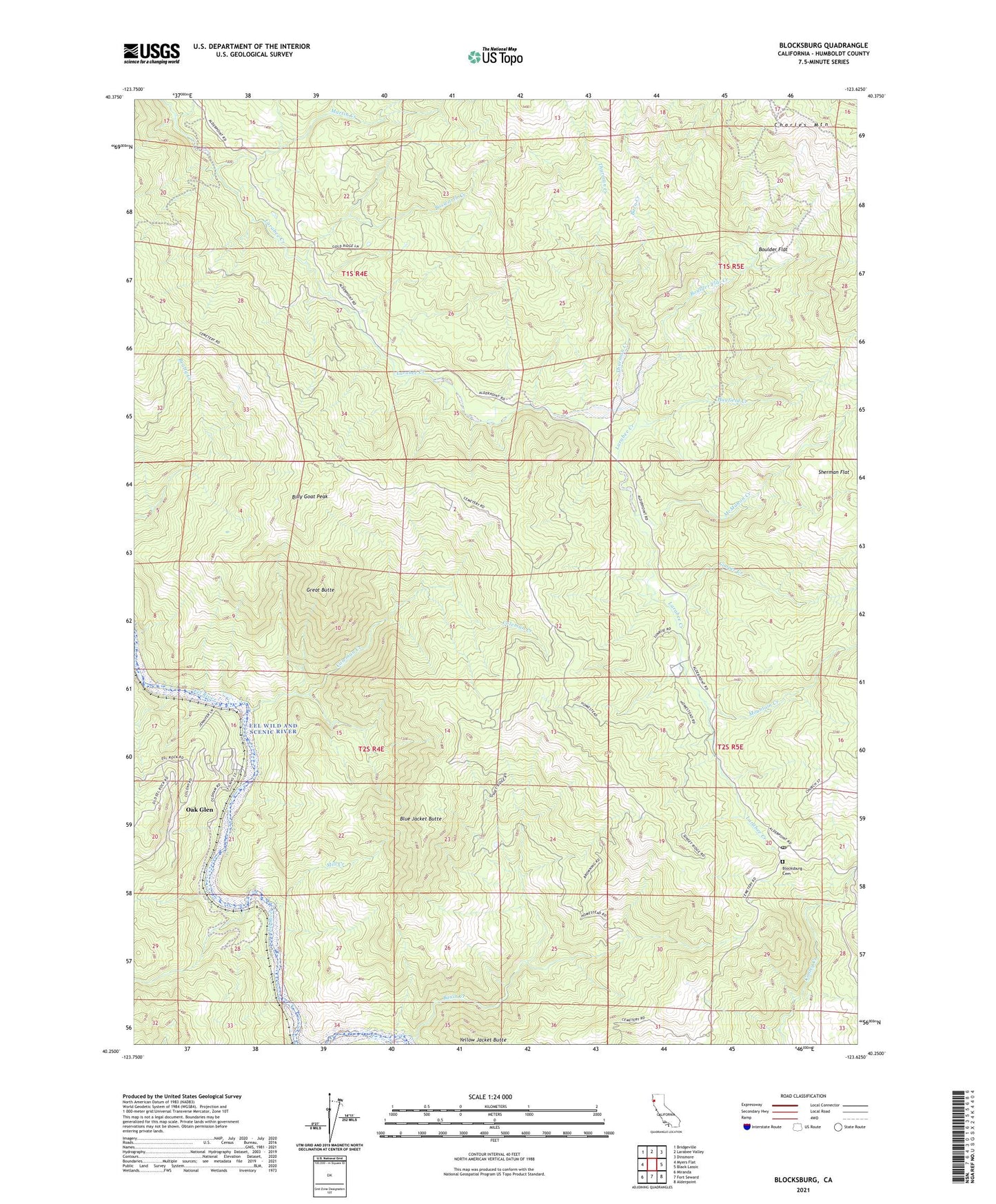 Blocksburg California US Topo Map Image