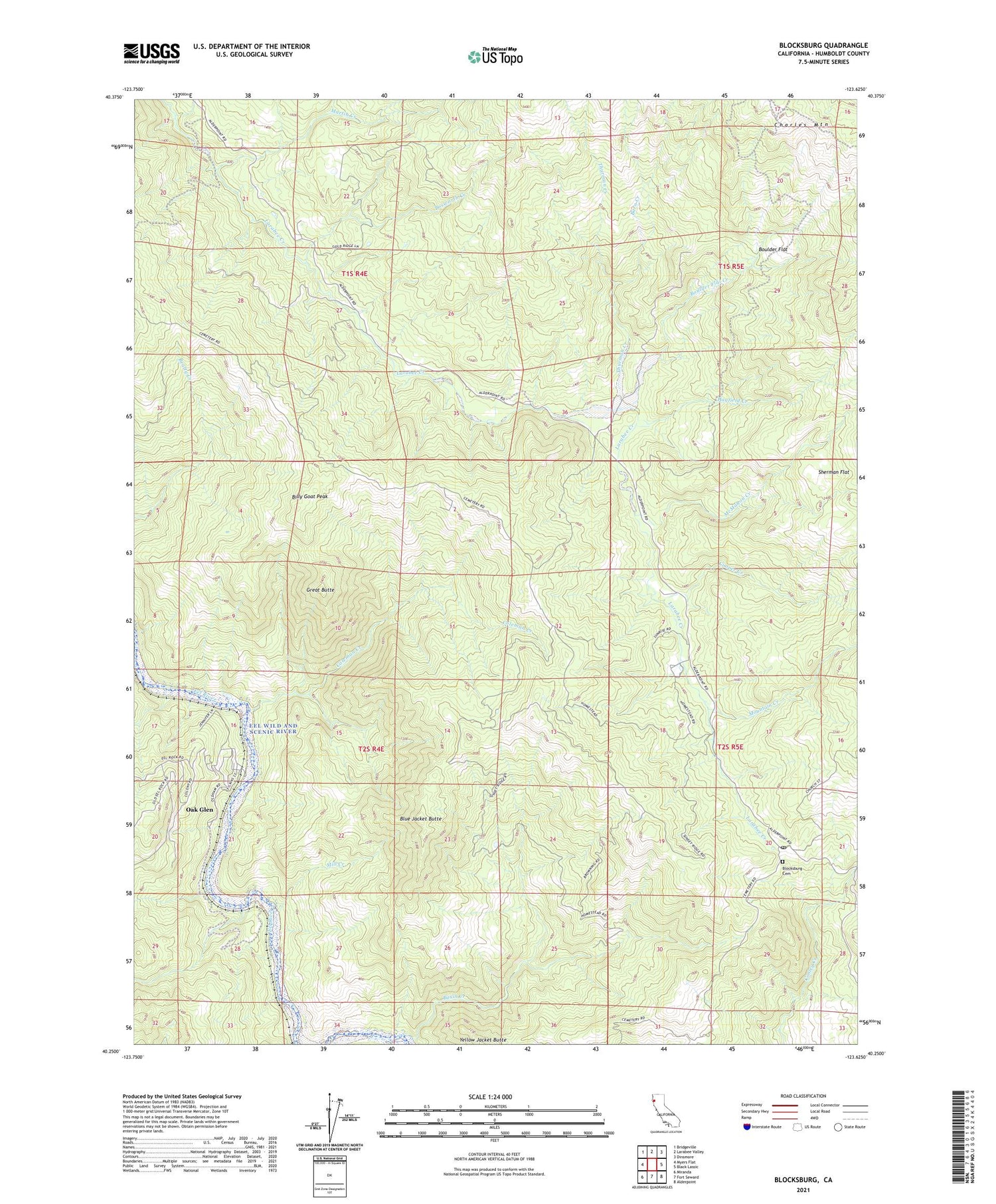 Blocksburg California US Topo Map Image