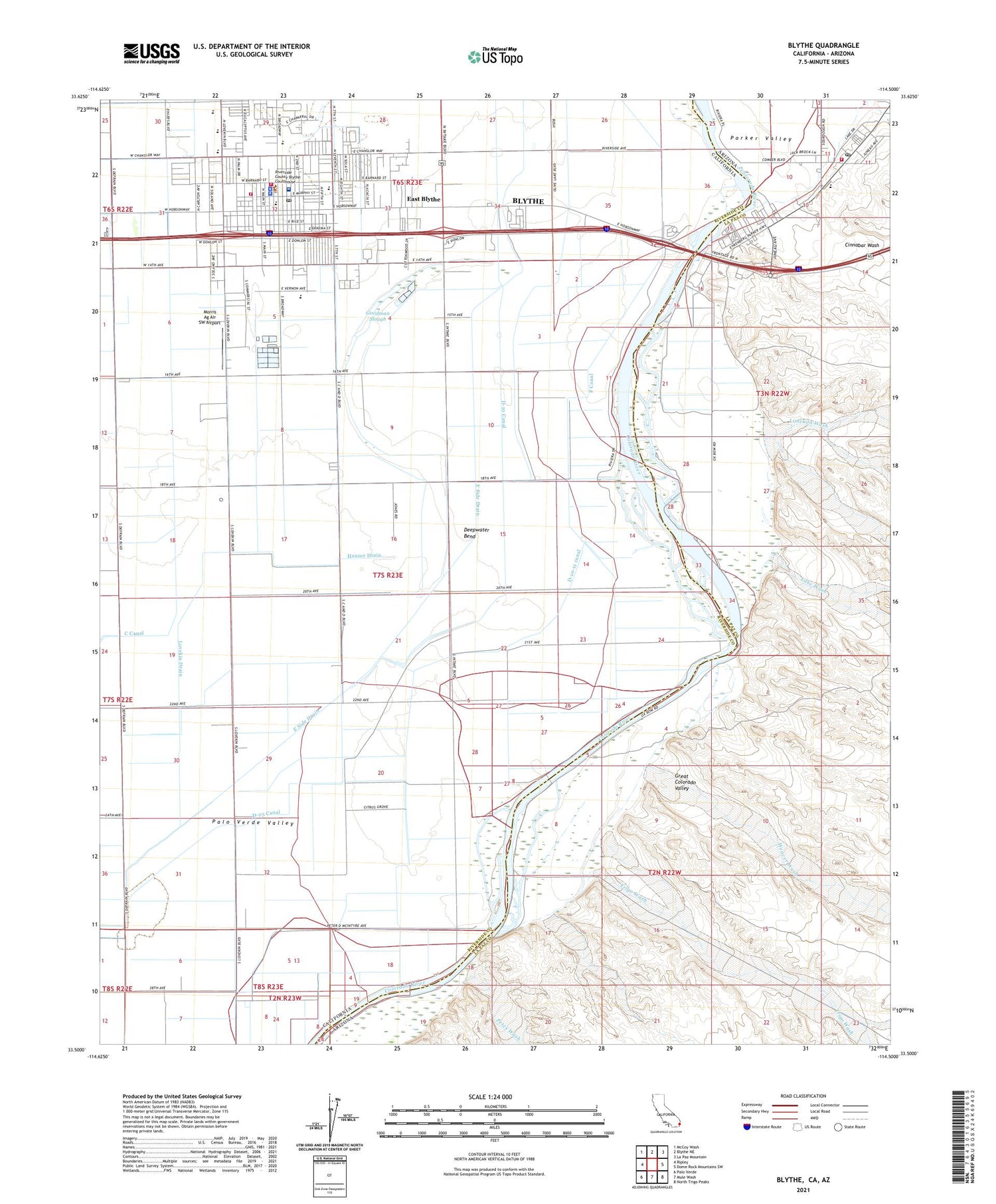 Blythe California US Topo Map Image
