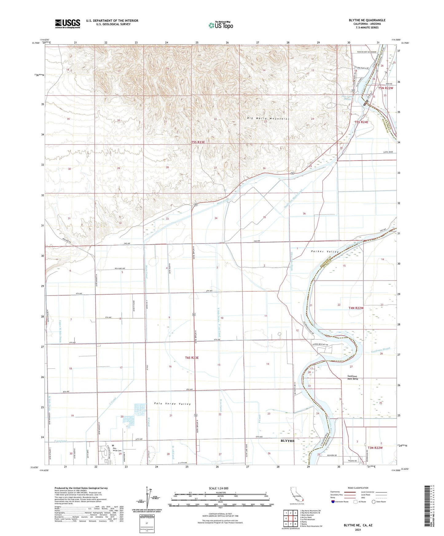Blythe NE California US Topo Map Image