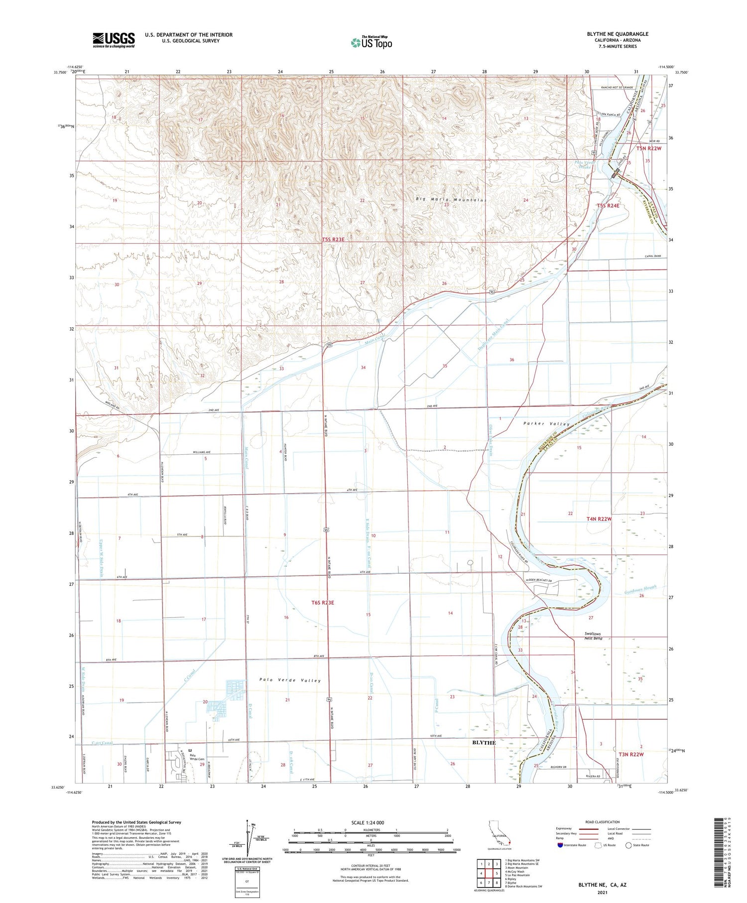 Blythe NE California US Topo Map Image