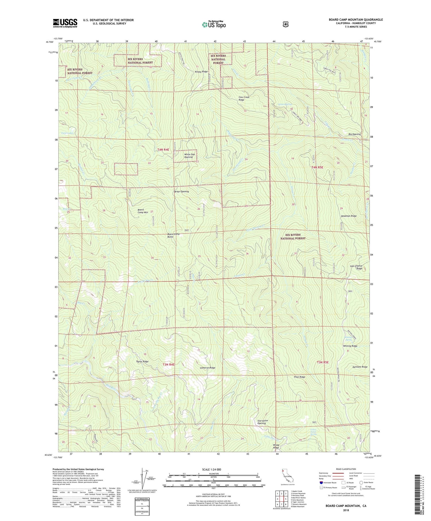 Board Camp Mountain California US Topo Map Image