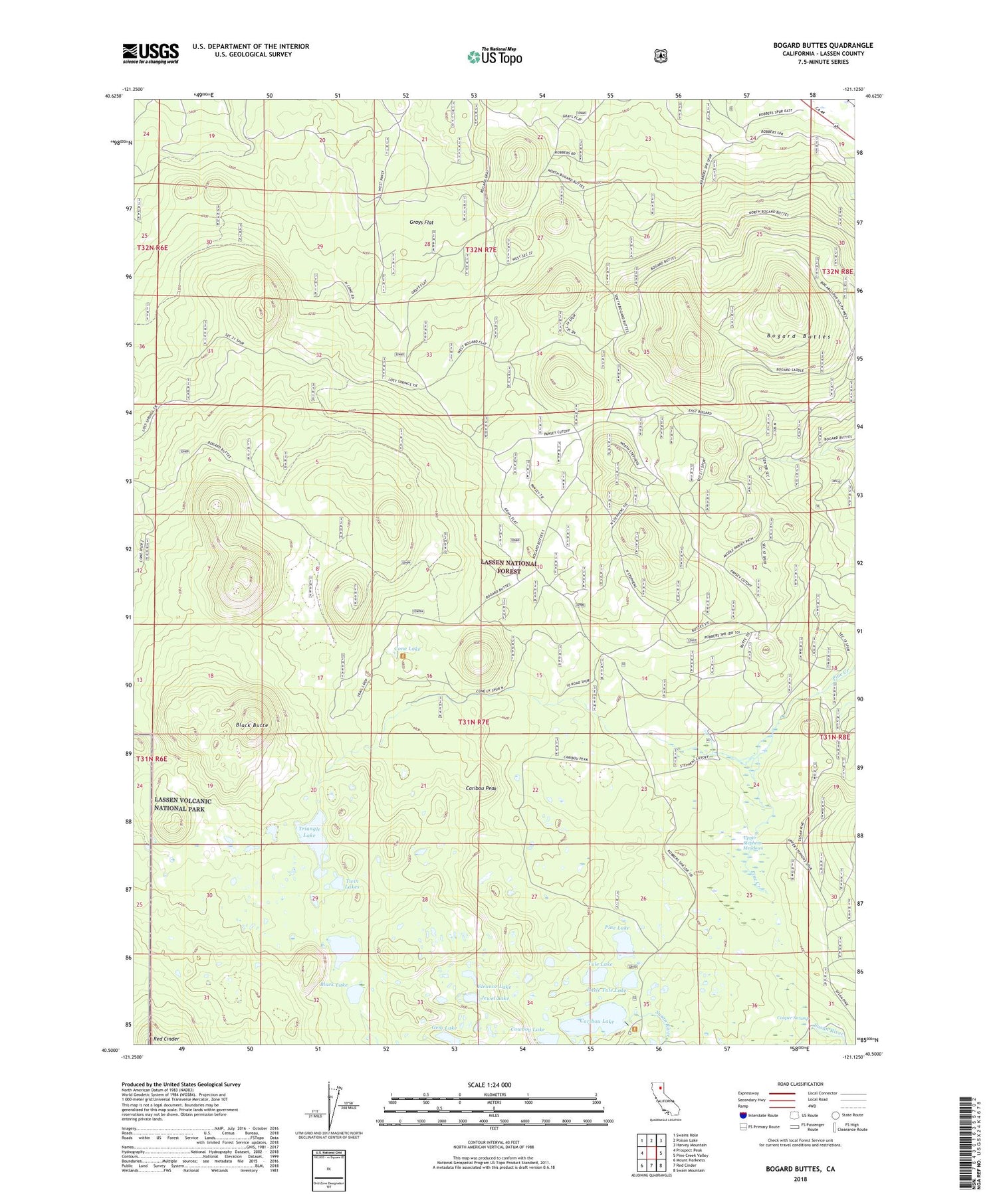 Bogard Buttes California US Topo Map Image