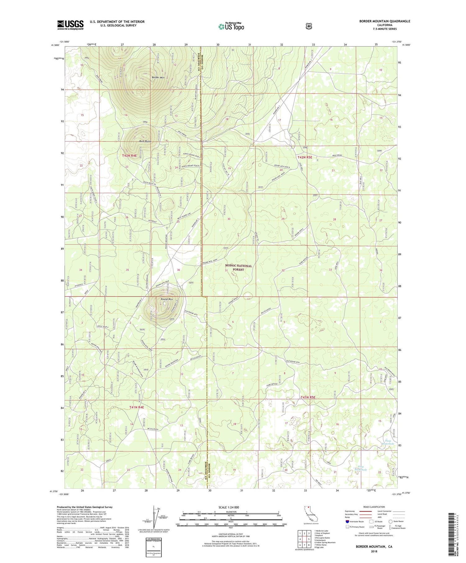Border Mountain California US Topo Map Image