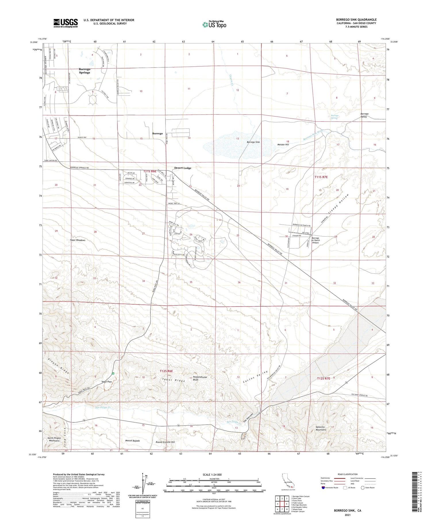 Borrego Sink California US Topo Map Image