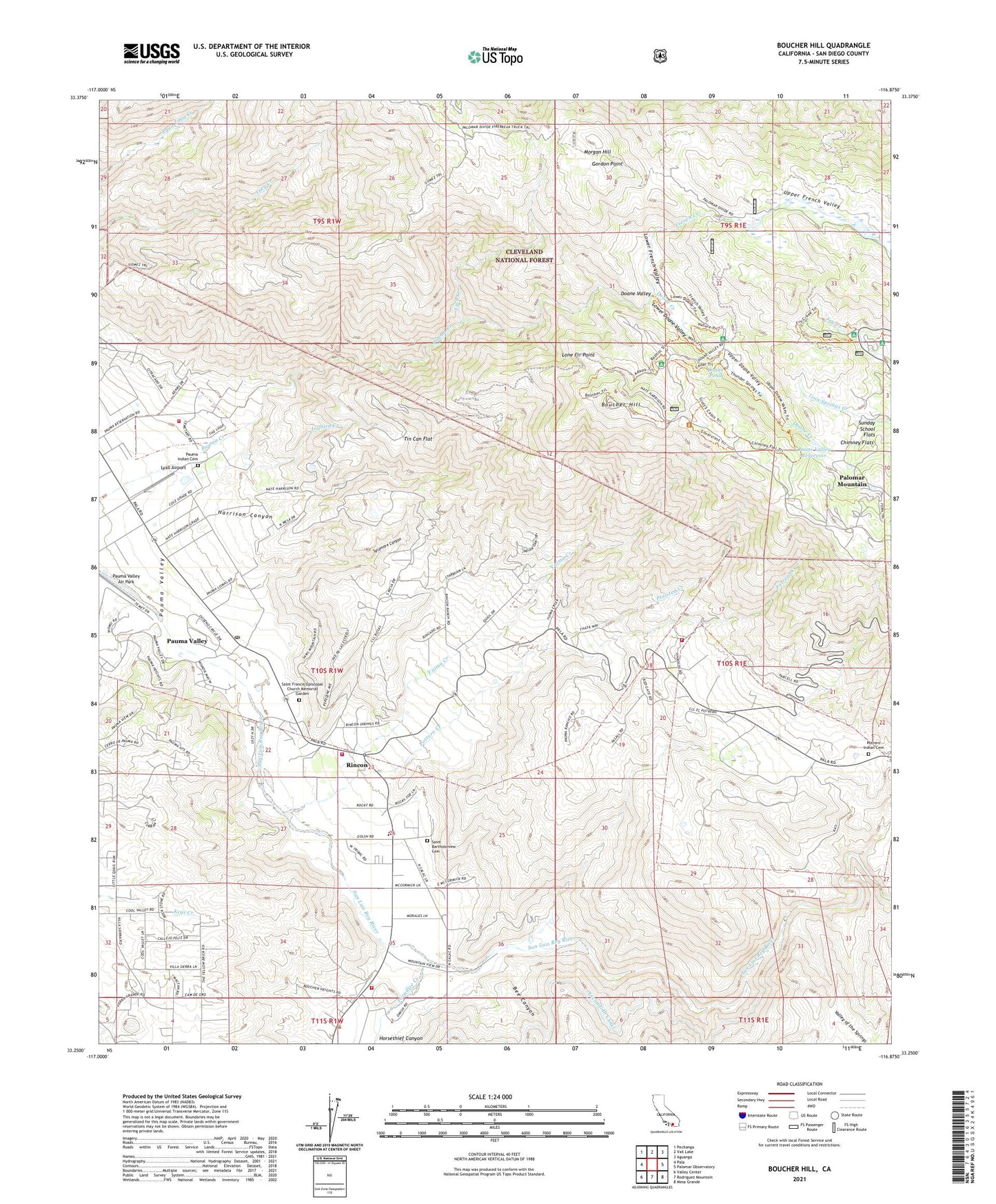 Boucher Hill California US Topo Map Image
