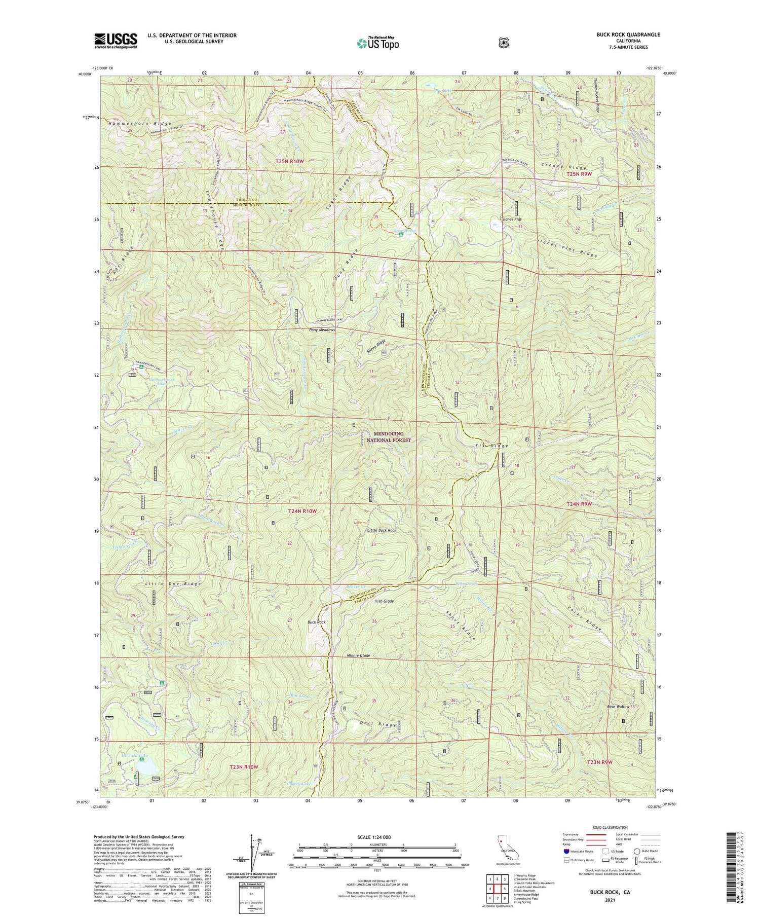 Buck Rock California US Topo Map Image