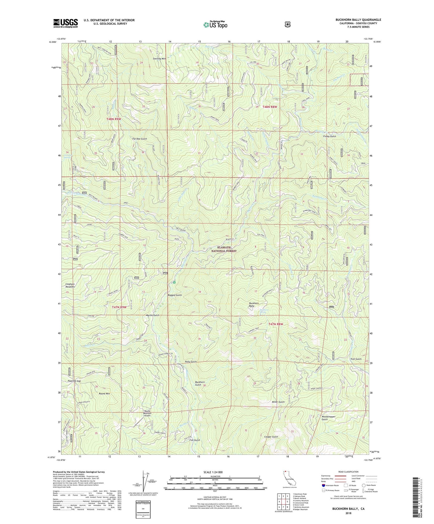 Buckhorn Bally California US Topo Map Image