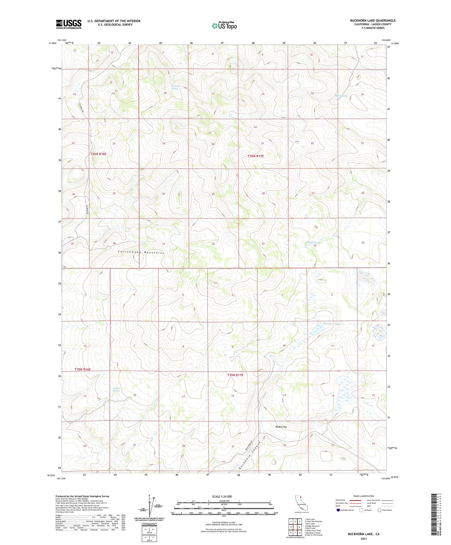 Buckhorn Lake California US Topo Map Image