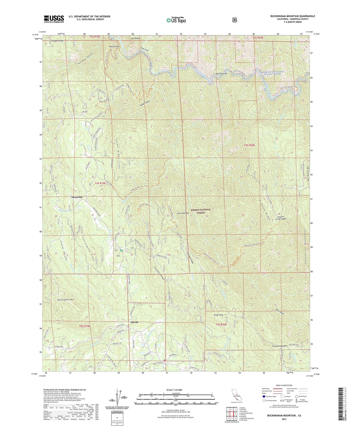 Buckingham Mountain California US Topo Map Image