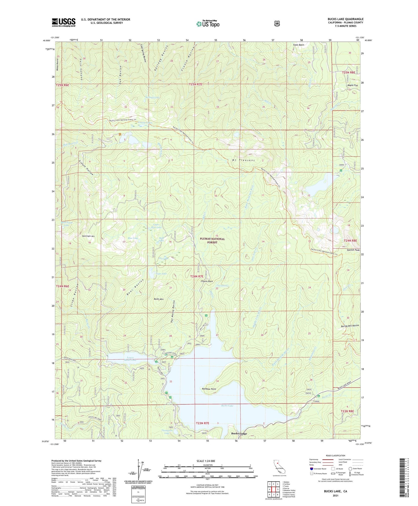 Bucks Lake California US Topo Map Image