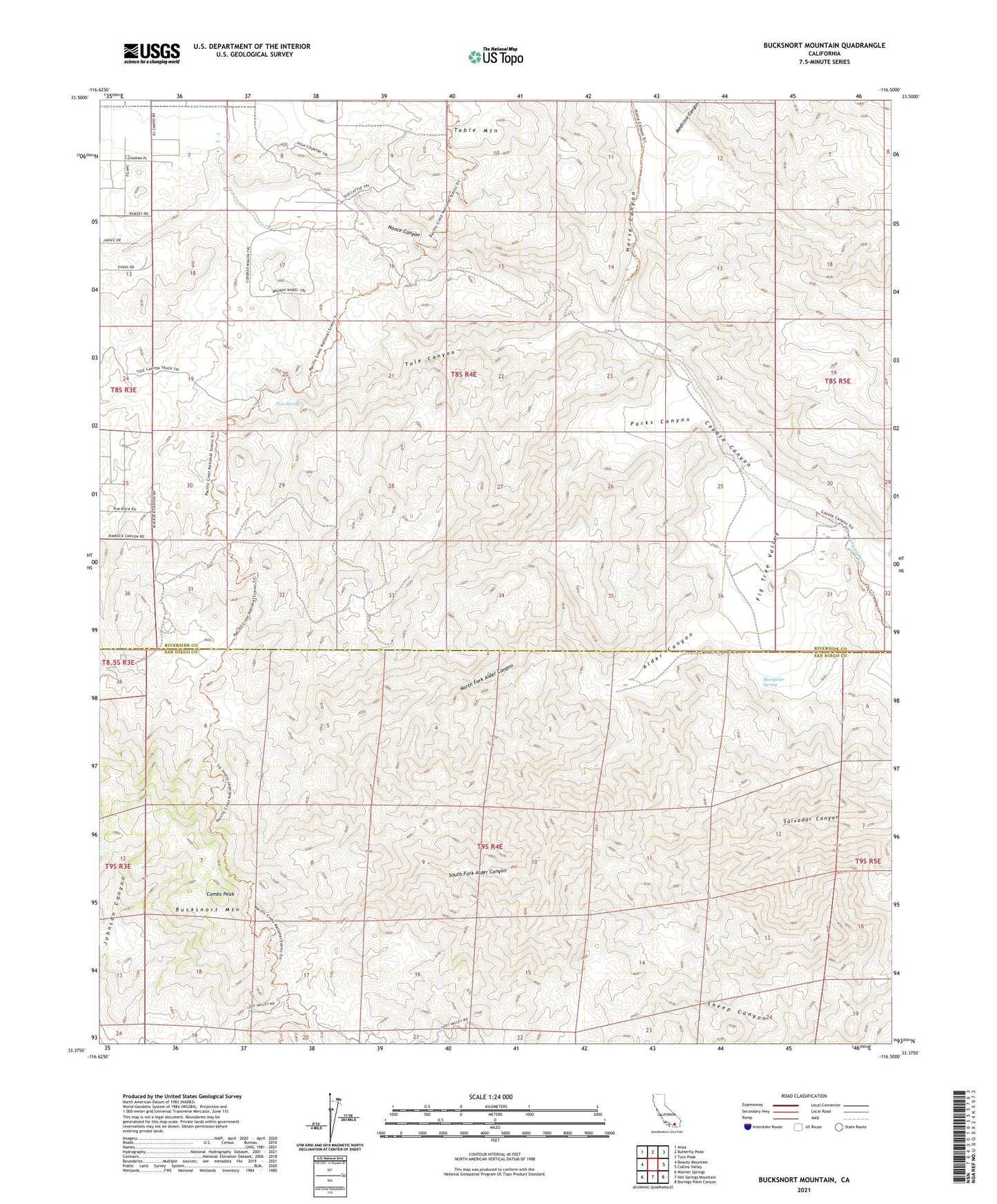 Bucksnort Mountain California US Topo Map Image
