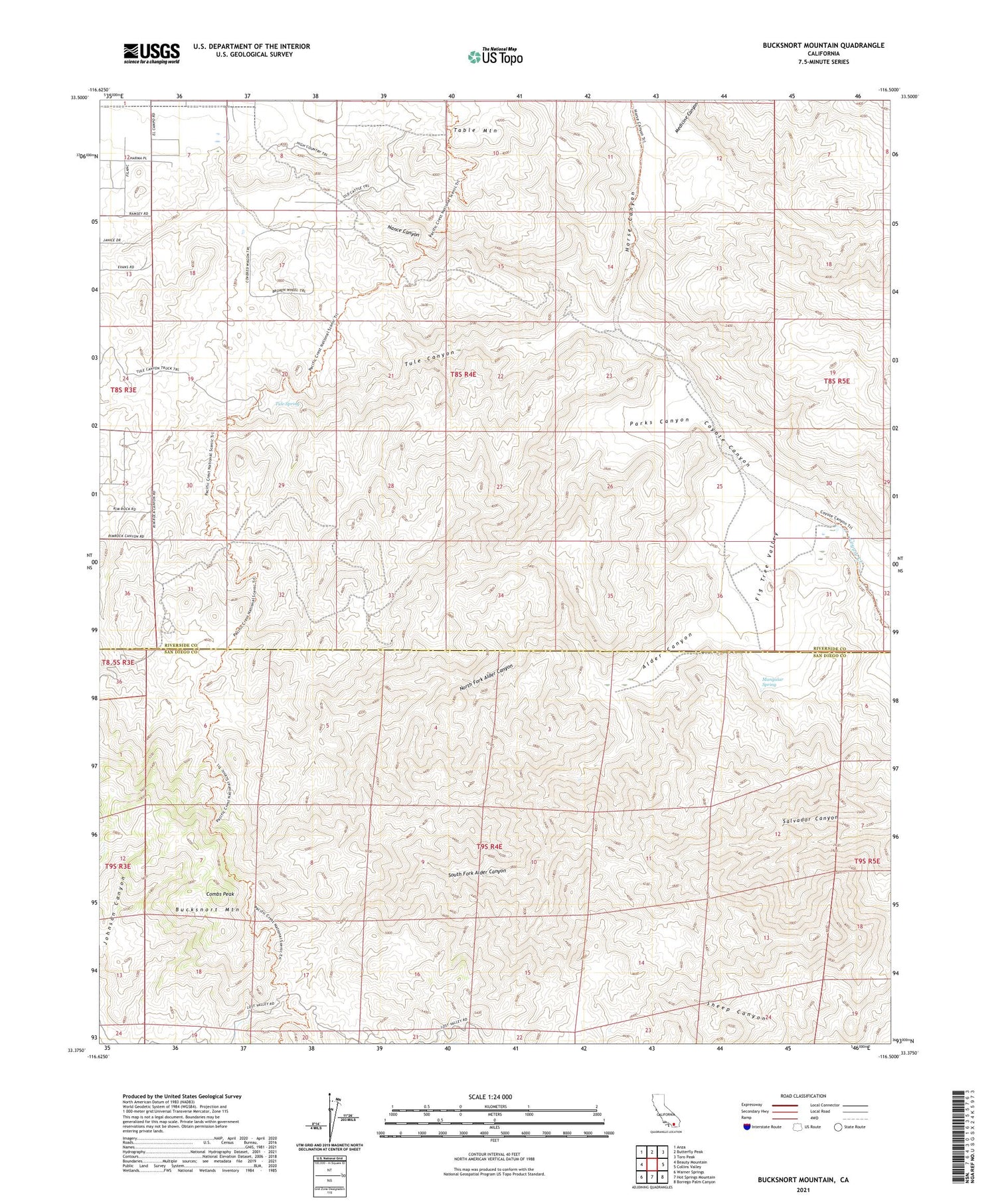 Bucksnort Mountain California US Topo Map Image