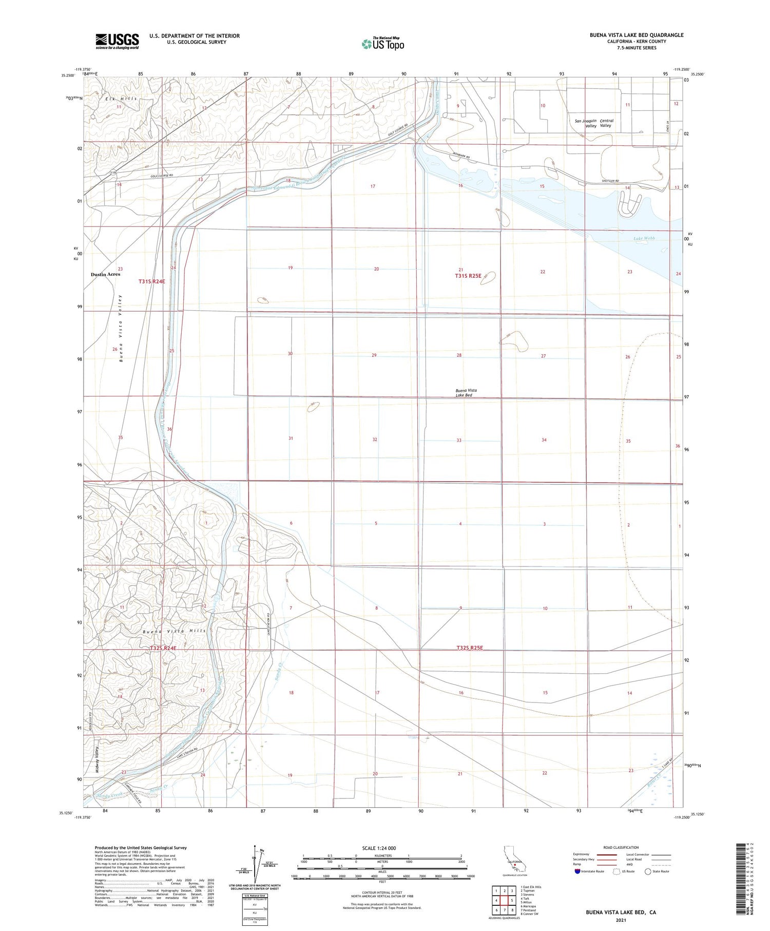 Buena Vista Lake Bed California US Topo Map Image