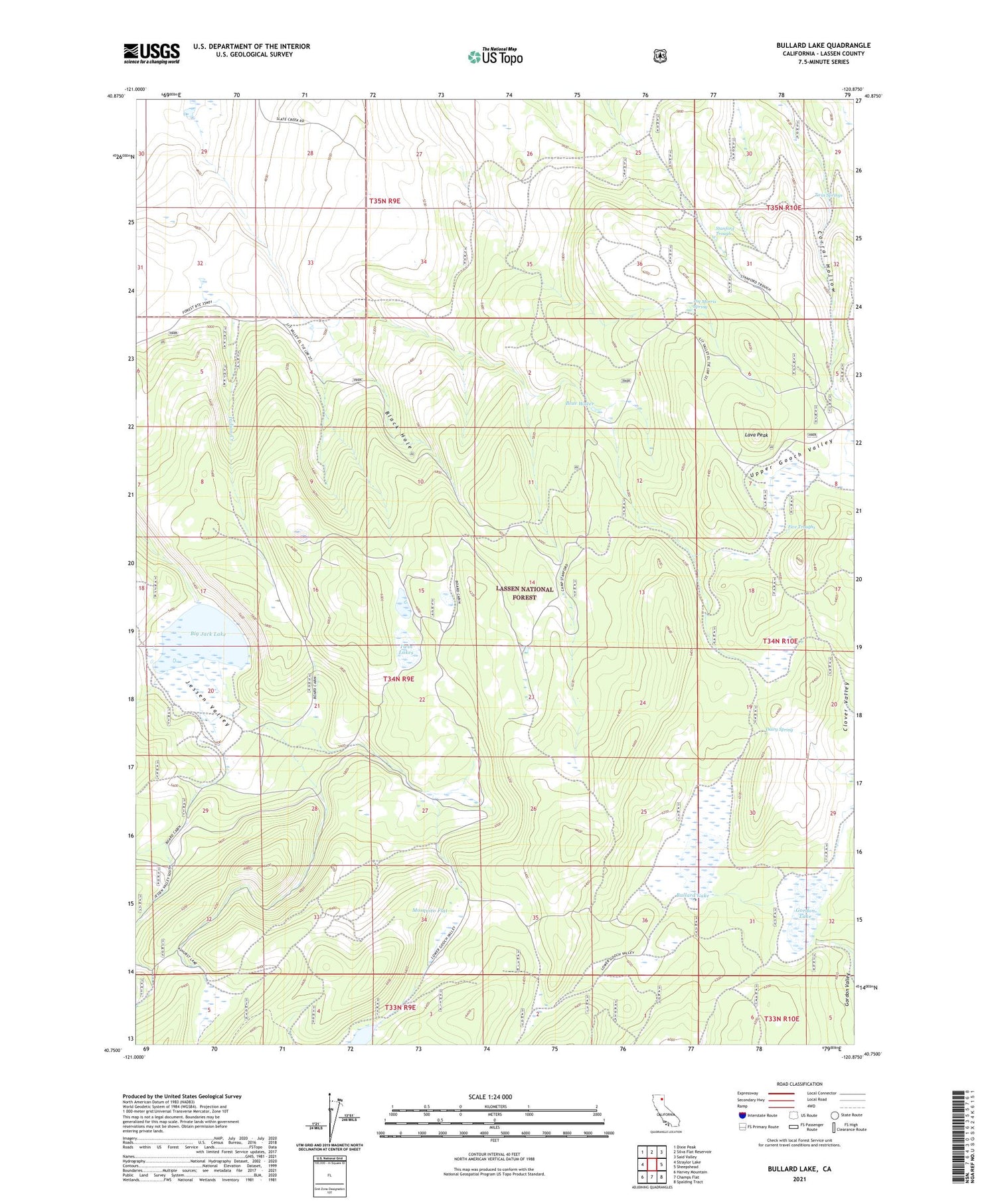 Bullard Lake California US Topo Map Image