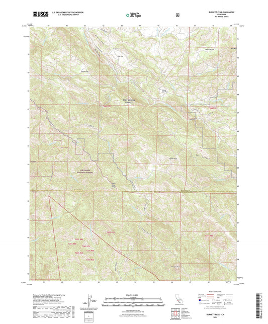Burnett Peak California US Topo Map Image