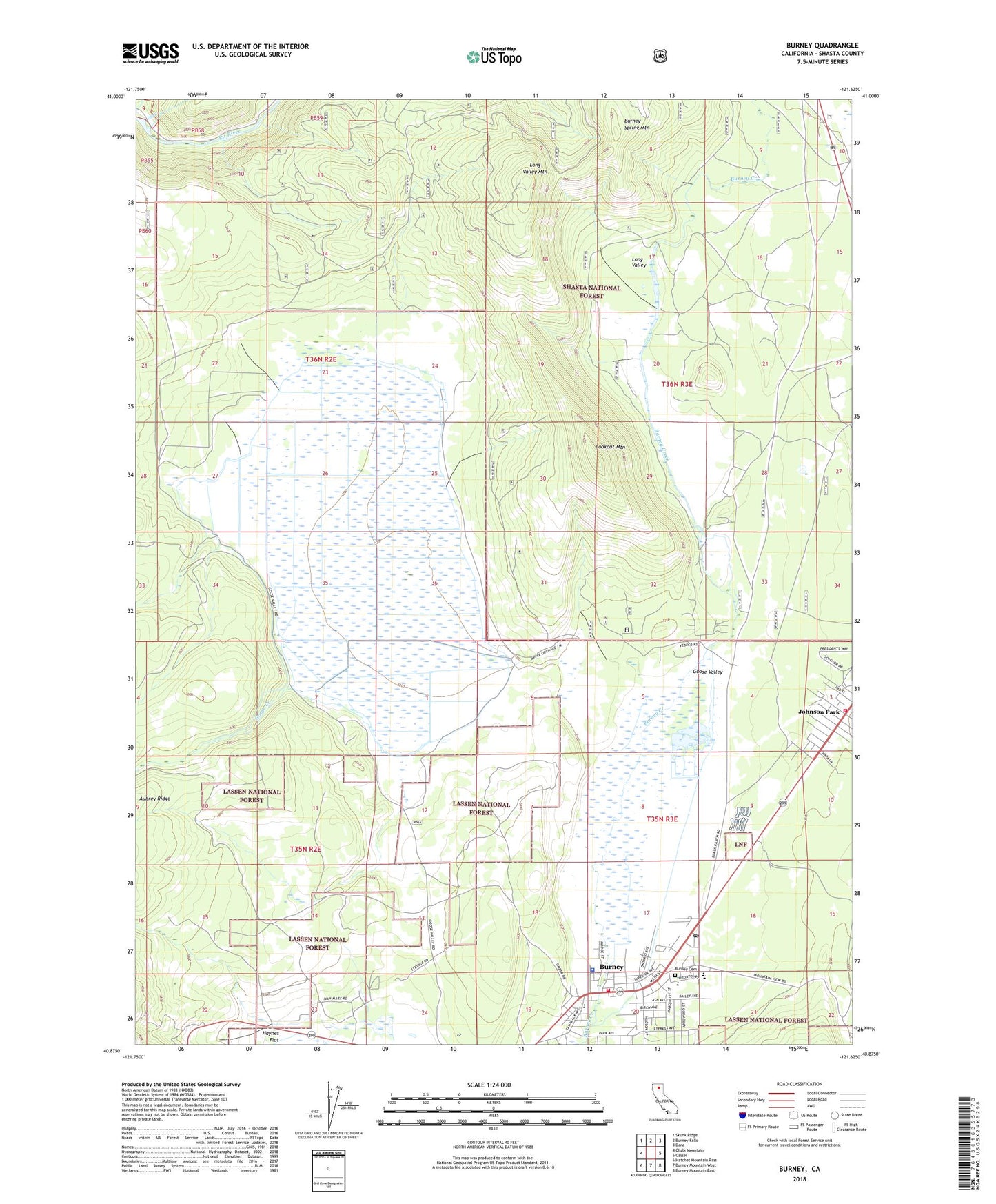 Burney California US Topo Map Image