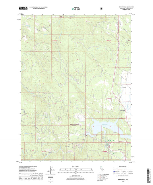Burney Falls California US Topo Map Image