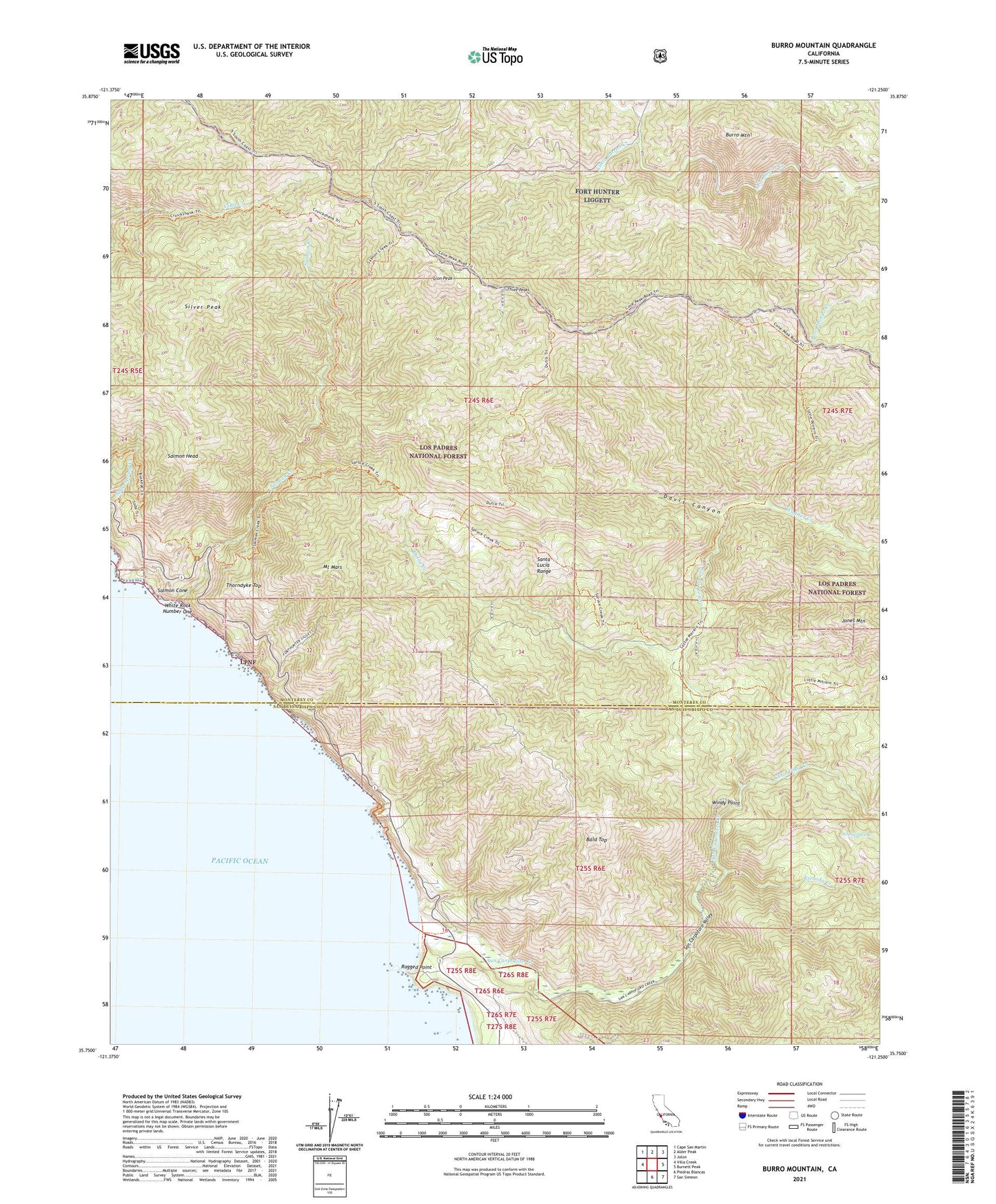 Burro Mountain California US Topo Map Image