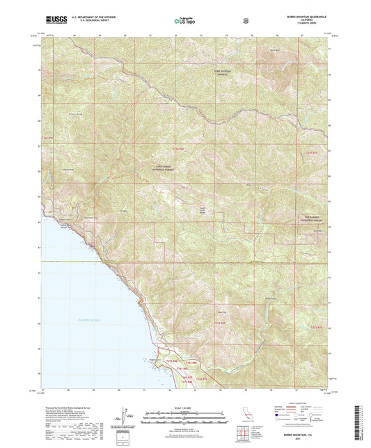 Burro Mountain California US Topo Map Image