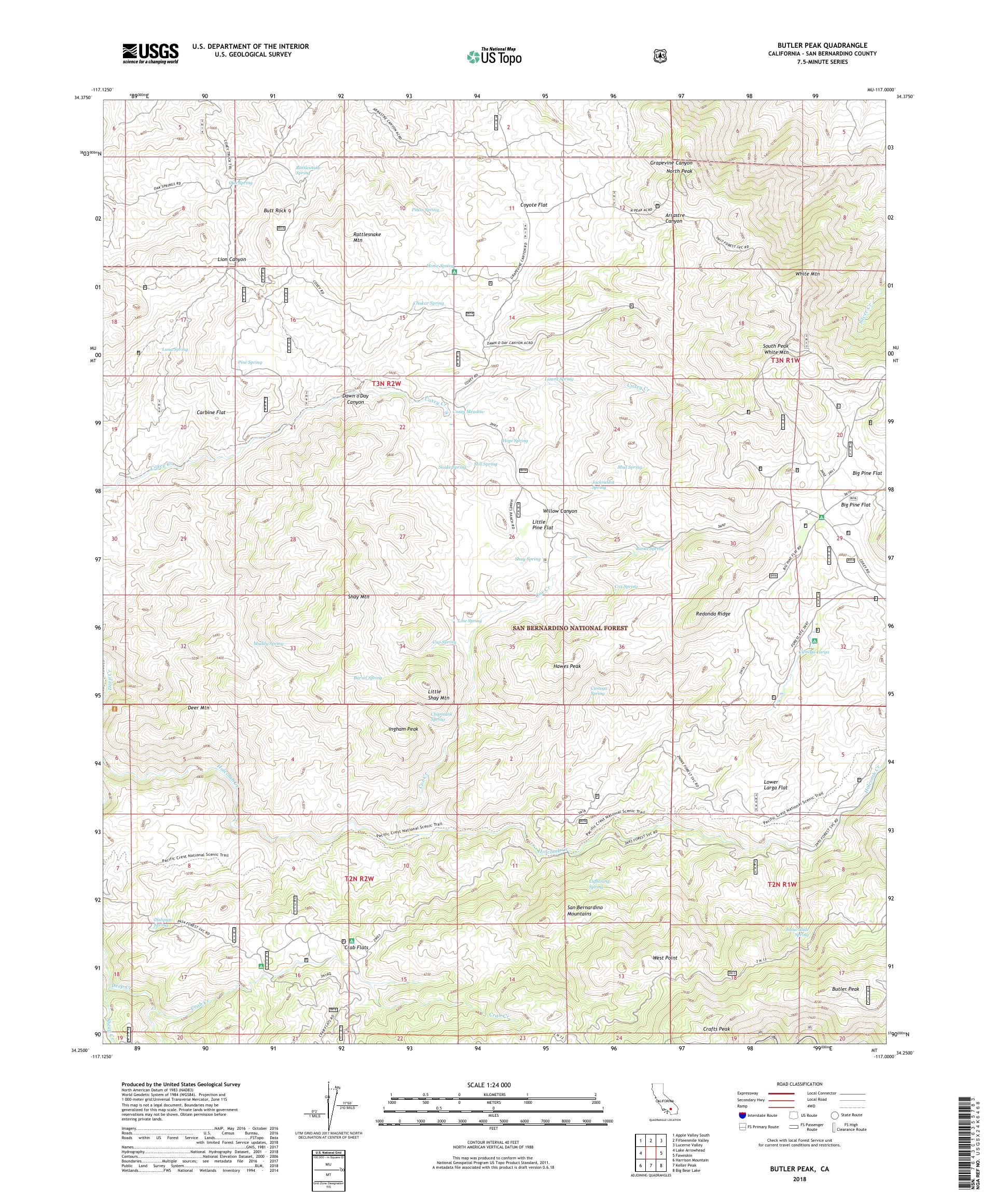 Butler Peak California US Topo Map – MyTopo Map Store