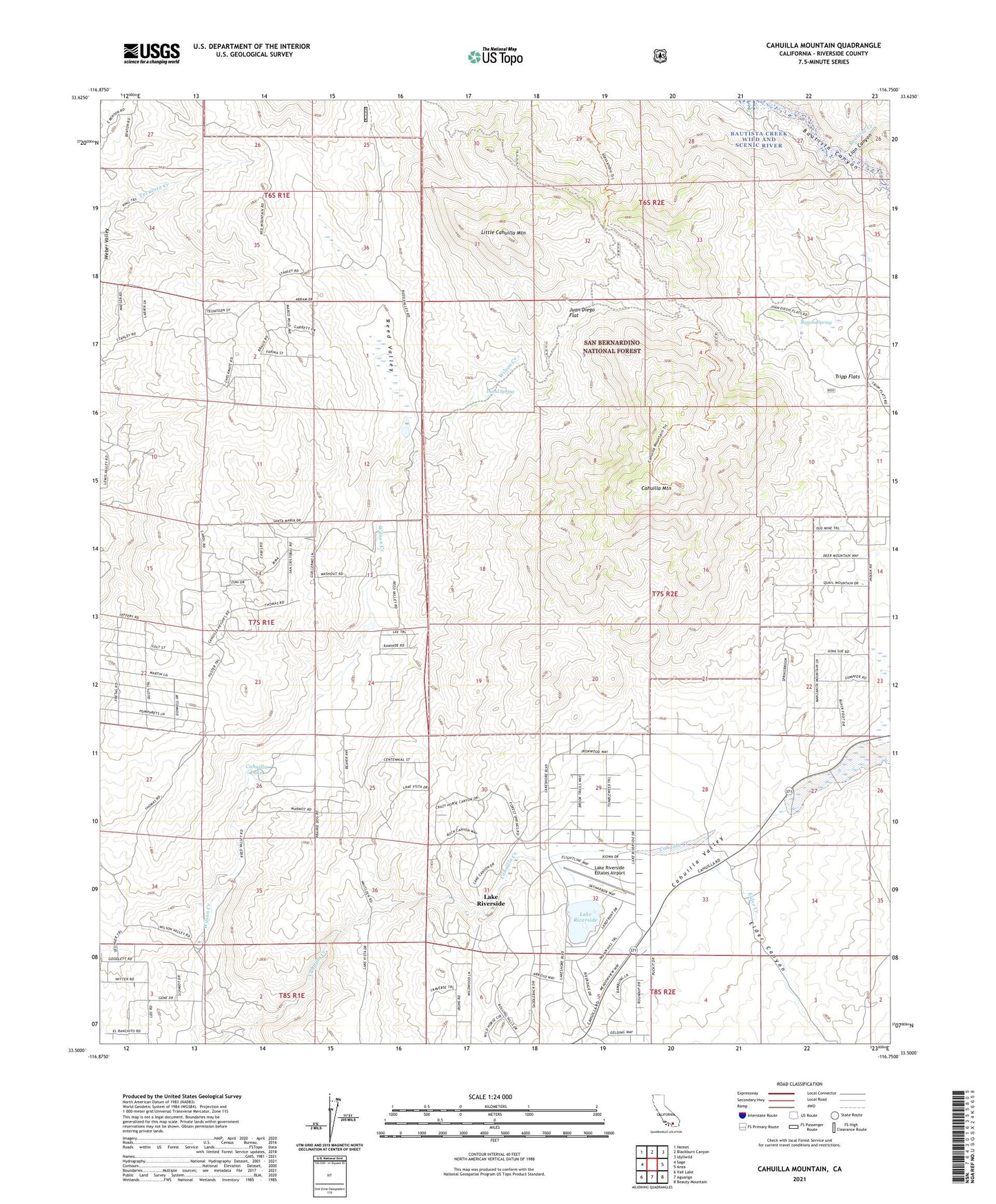Cahuilla Mountain California US Topo Map Image