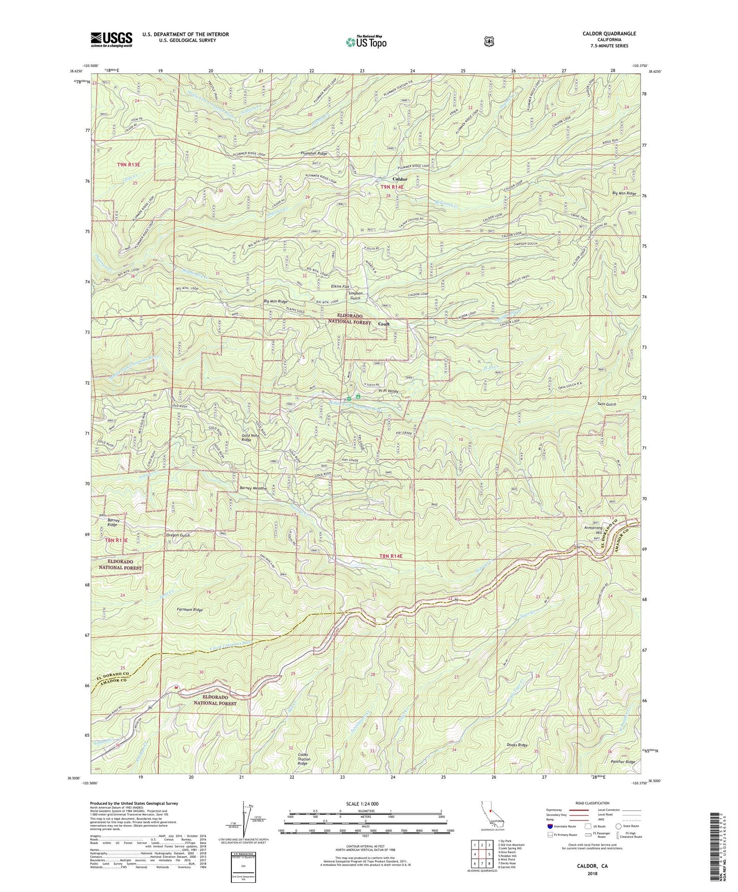 Caldor California US Topo Map Image