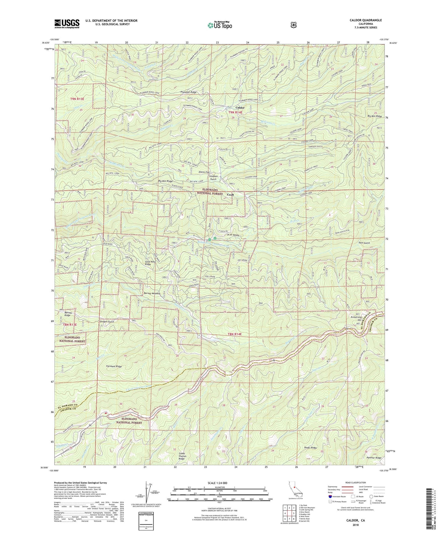 Caldor California US Topo Map Image
