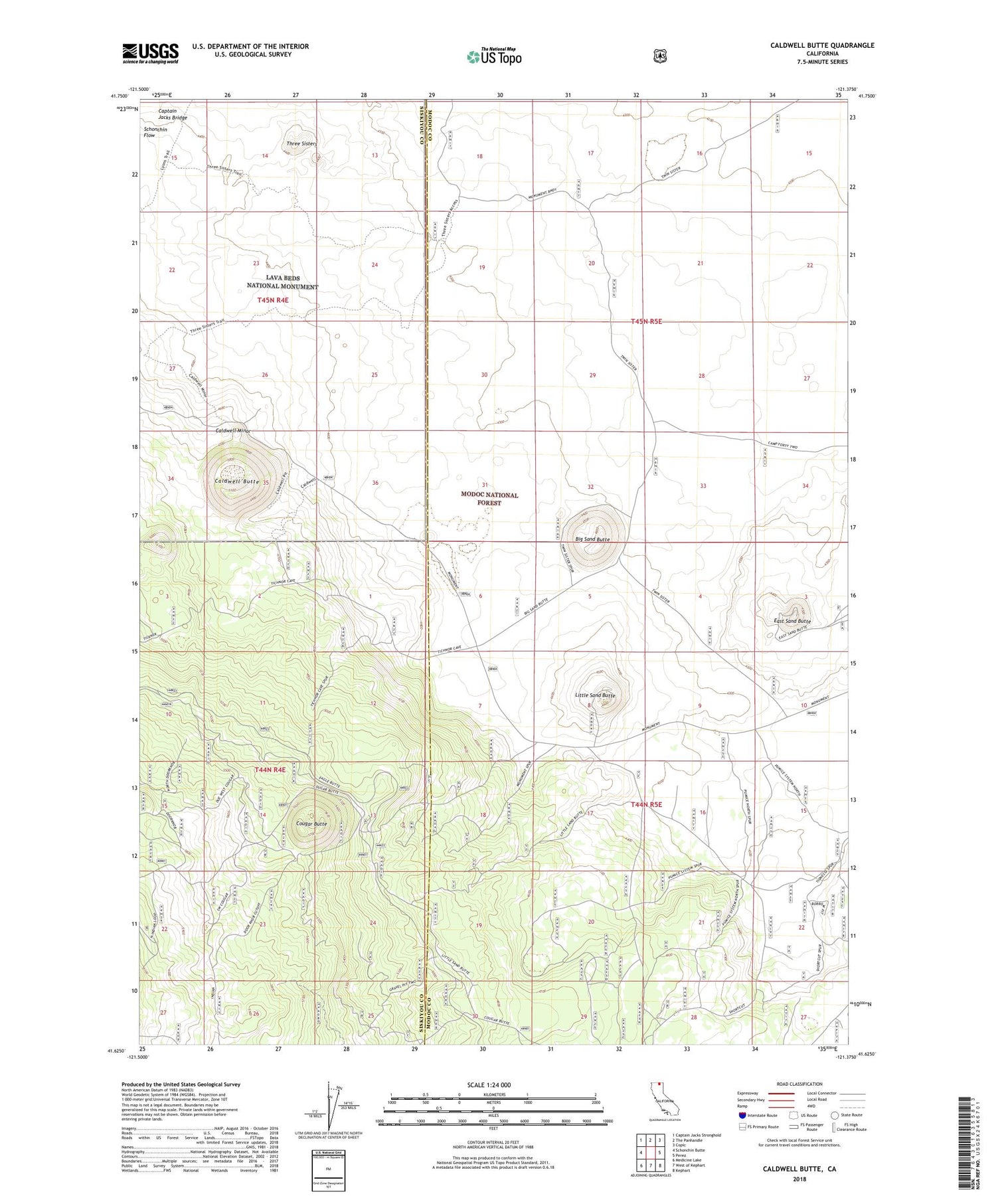 Caldwell Butte California US Topo Map Image