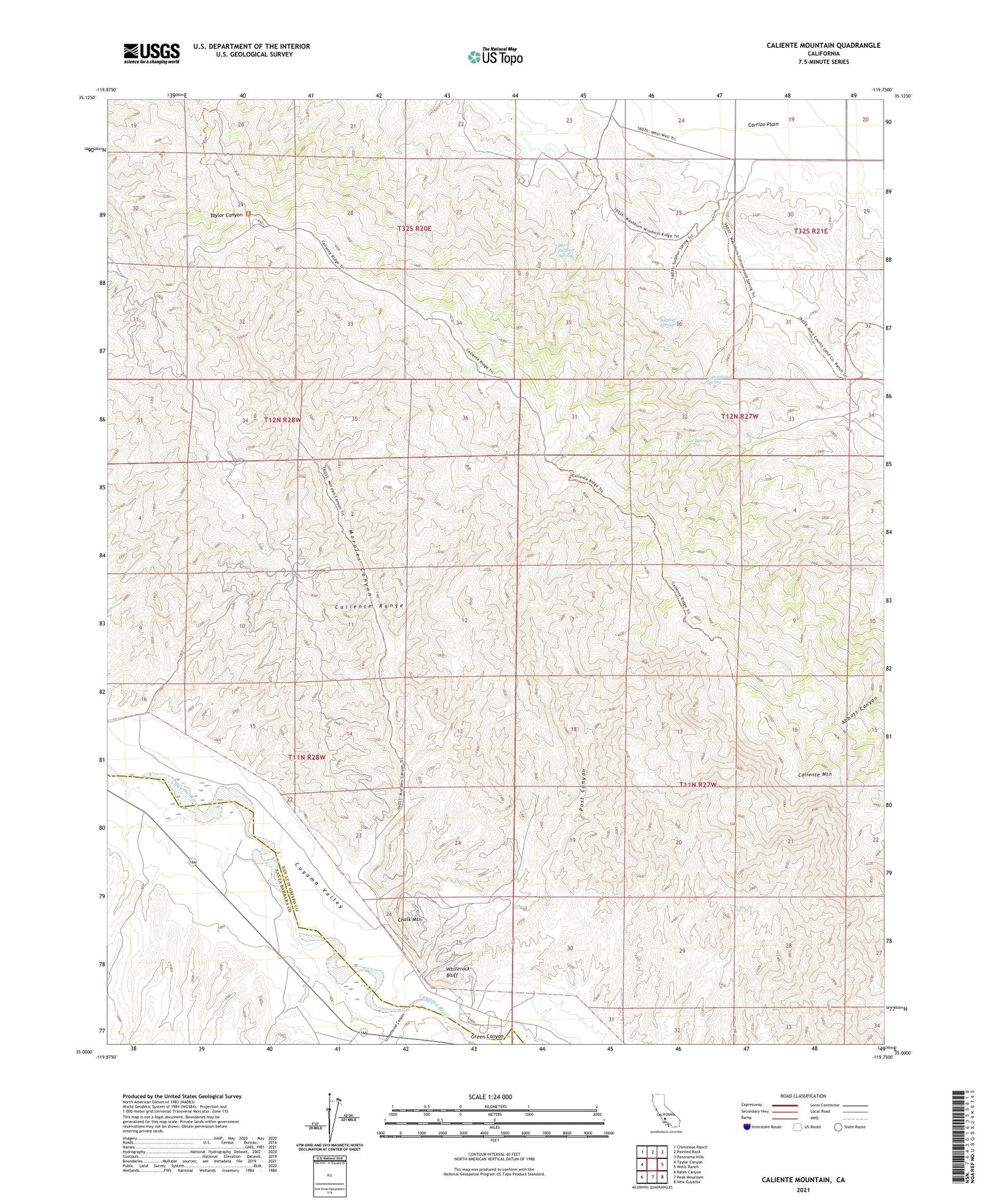 Caliente Mountain California US Topo Map Image