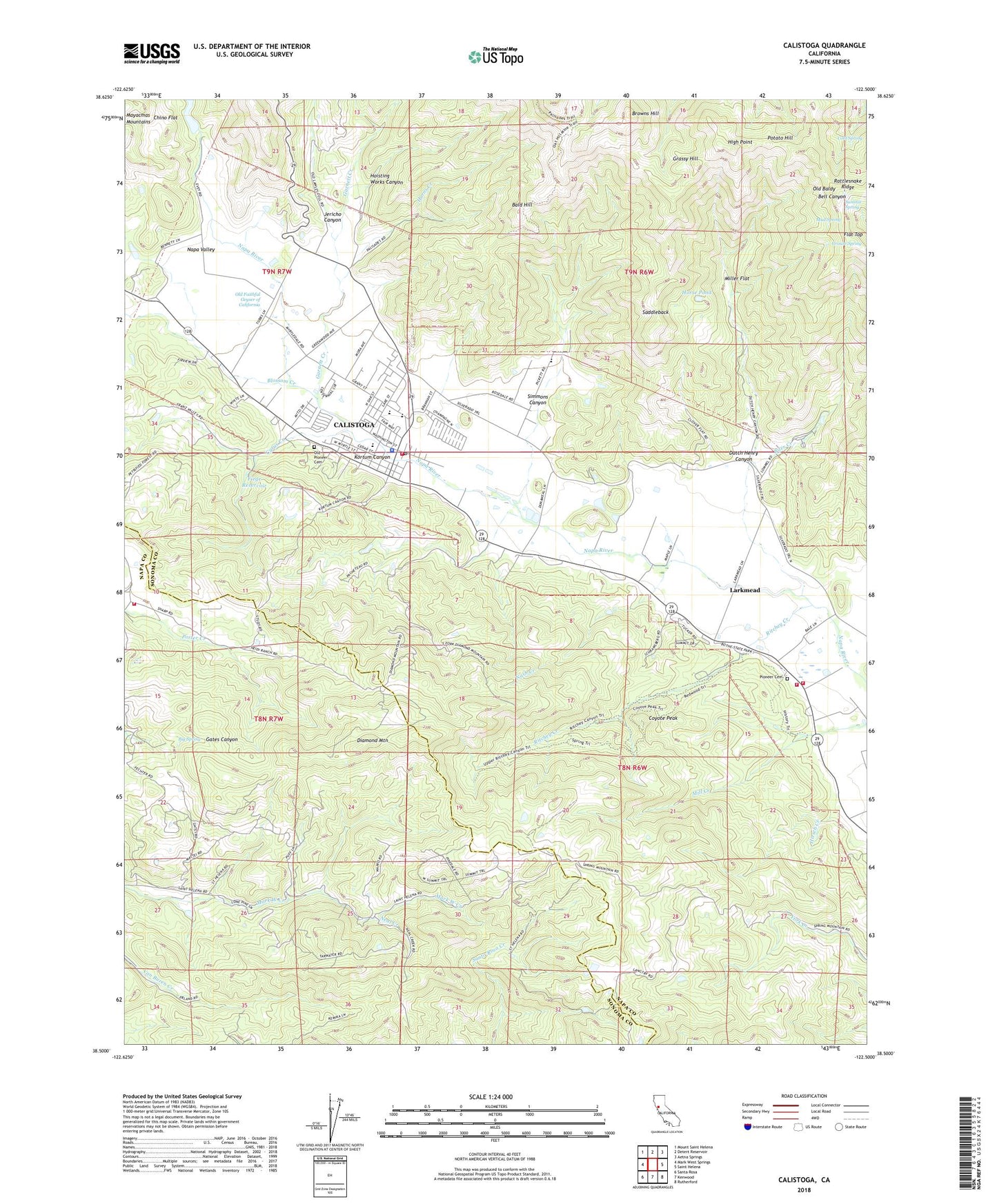 Calistoga California US Topo Map Image