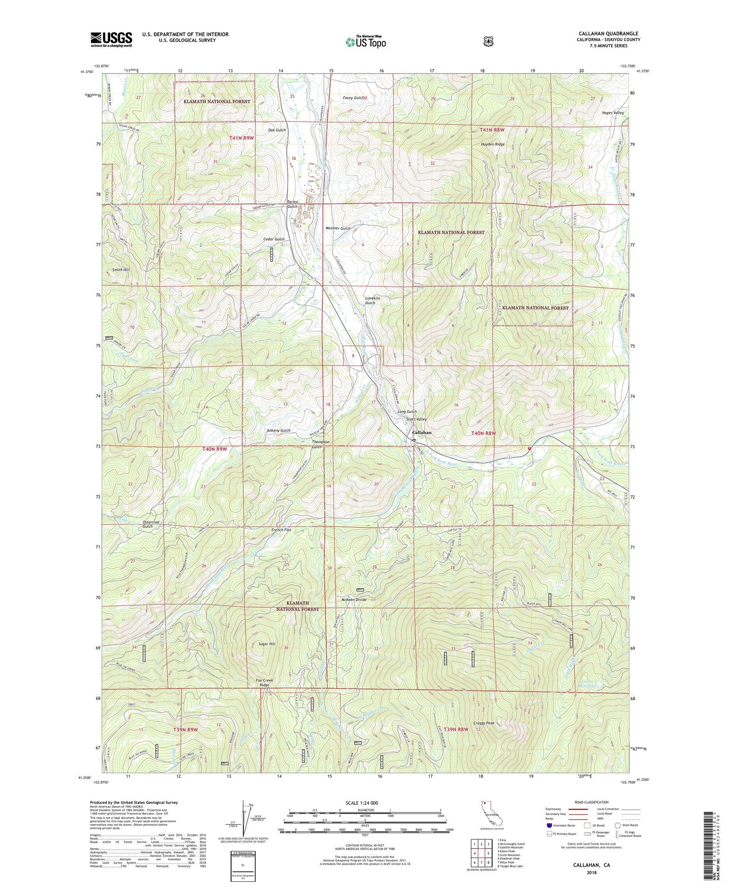 Callahan California US Topo Map Image