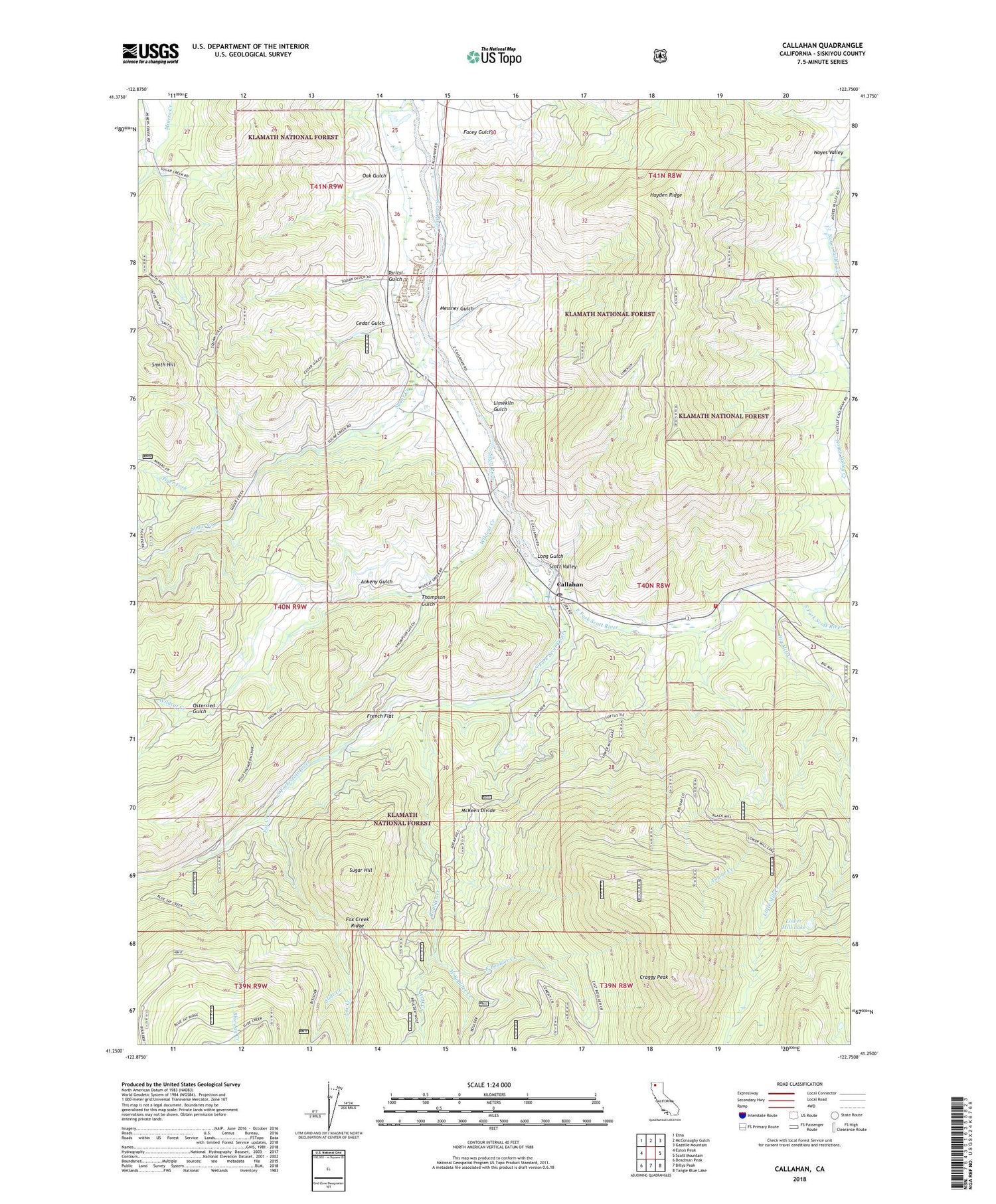 Callahan California US Topo Map Image