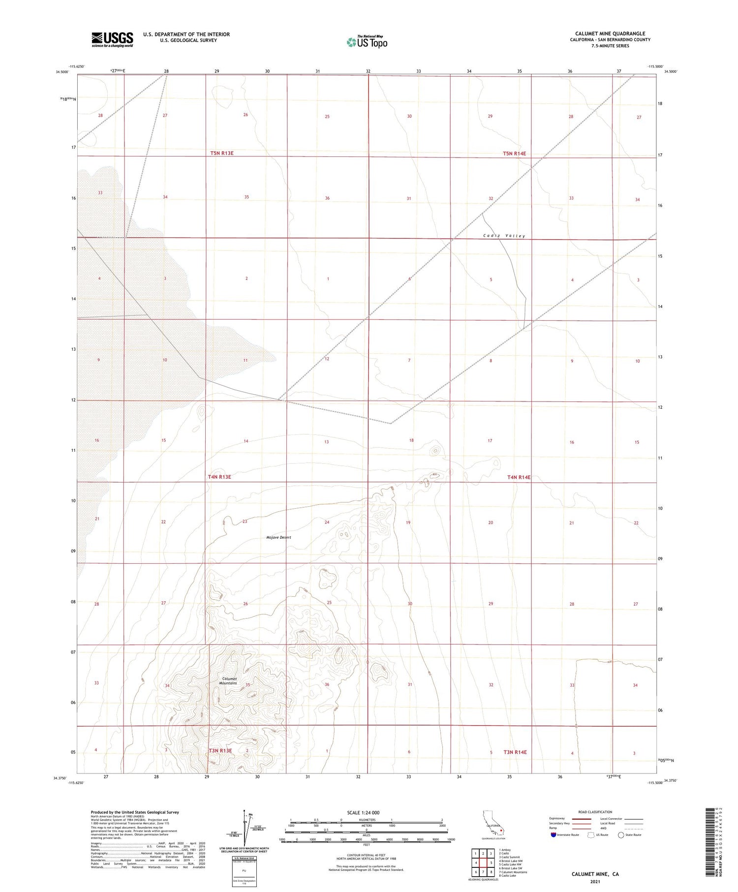 Calumet Mine California US Topo Map Image