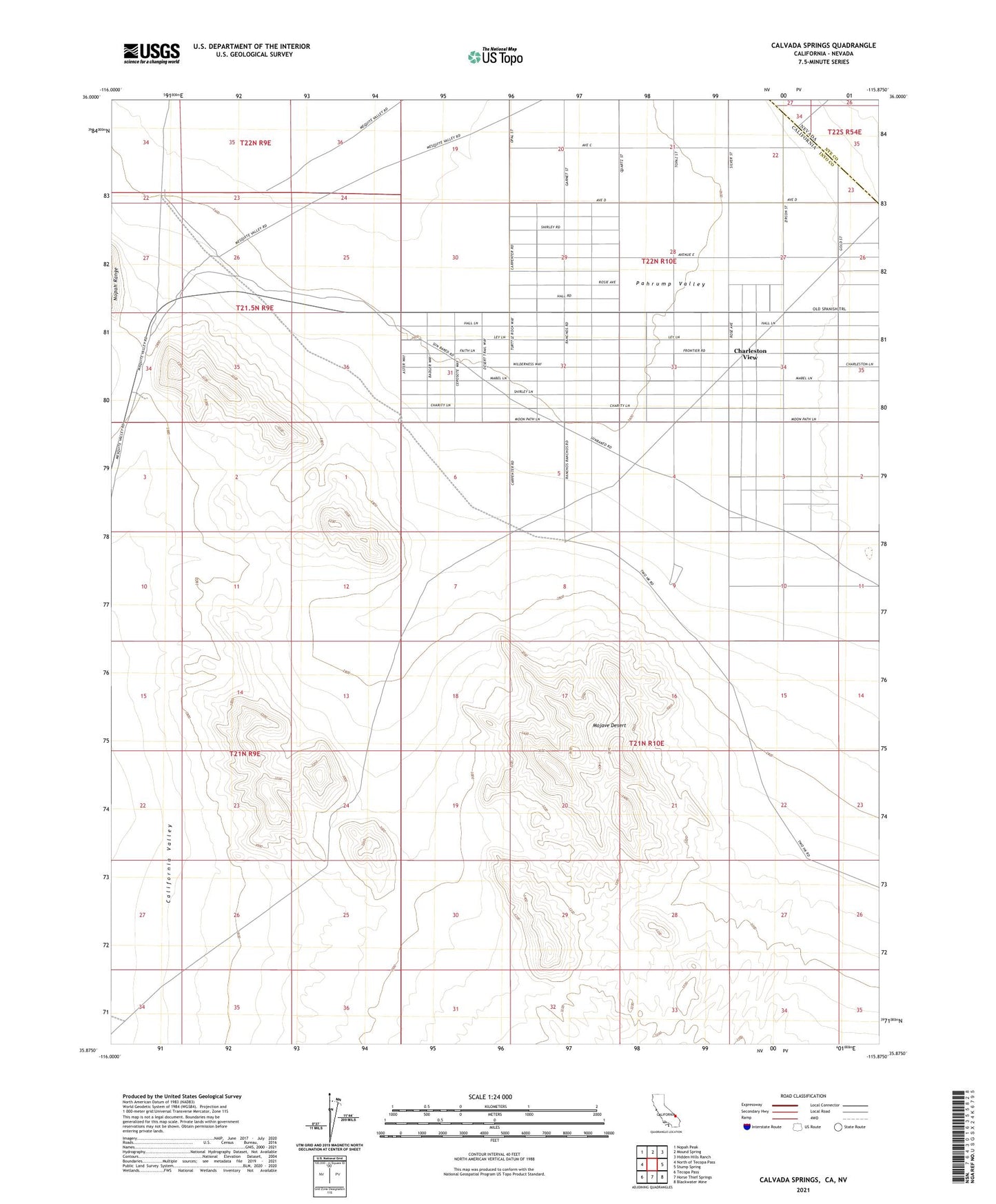 Calvada Springs California US Topo Map Image