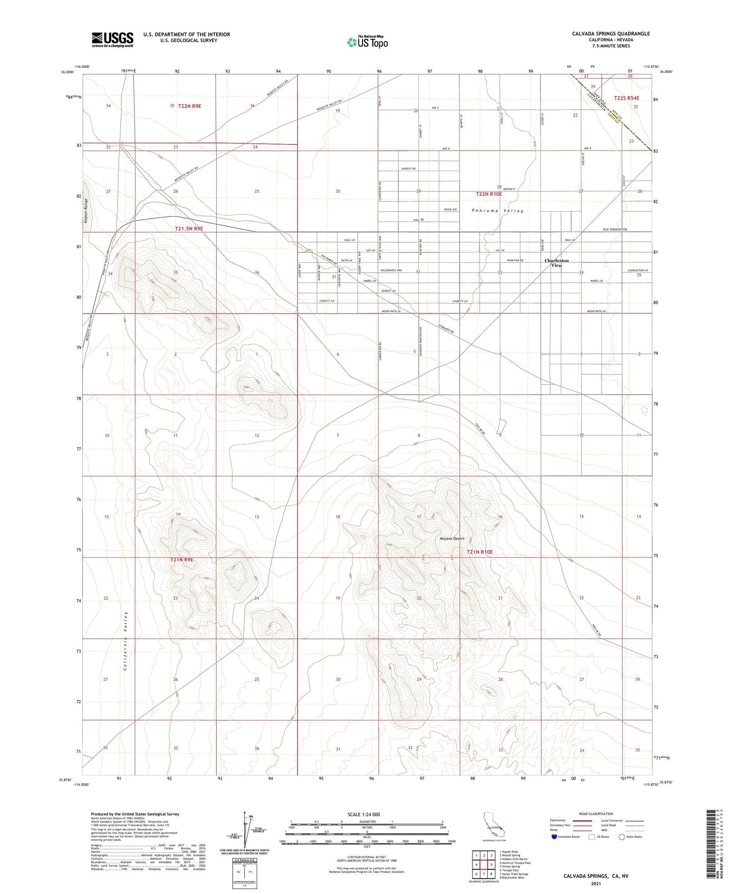 Calvada Springs California US Topo Map Image