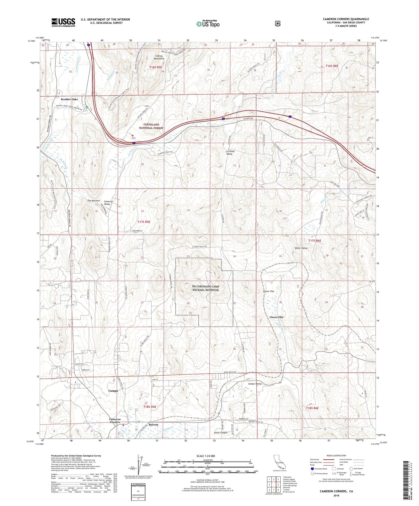 Cameron Corners California US Topo Map Image